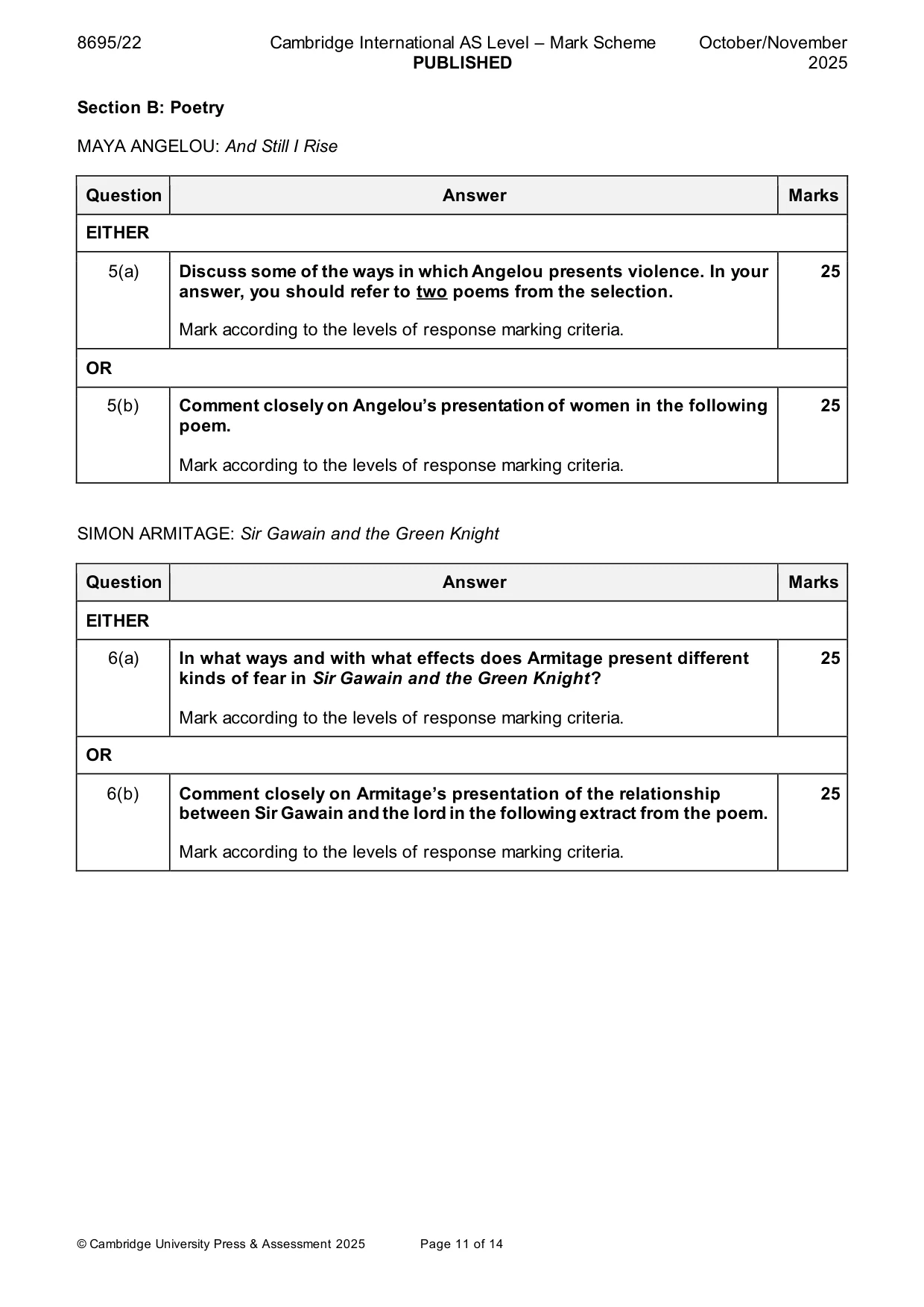 Mark scheme, page 11 of 14