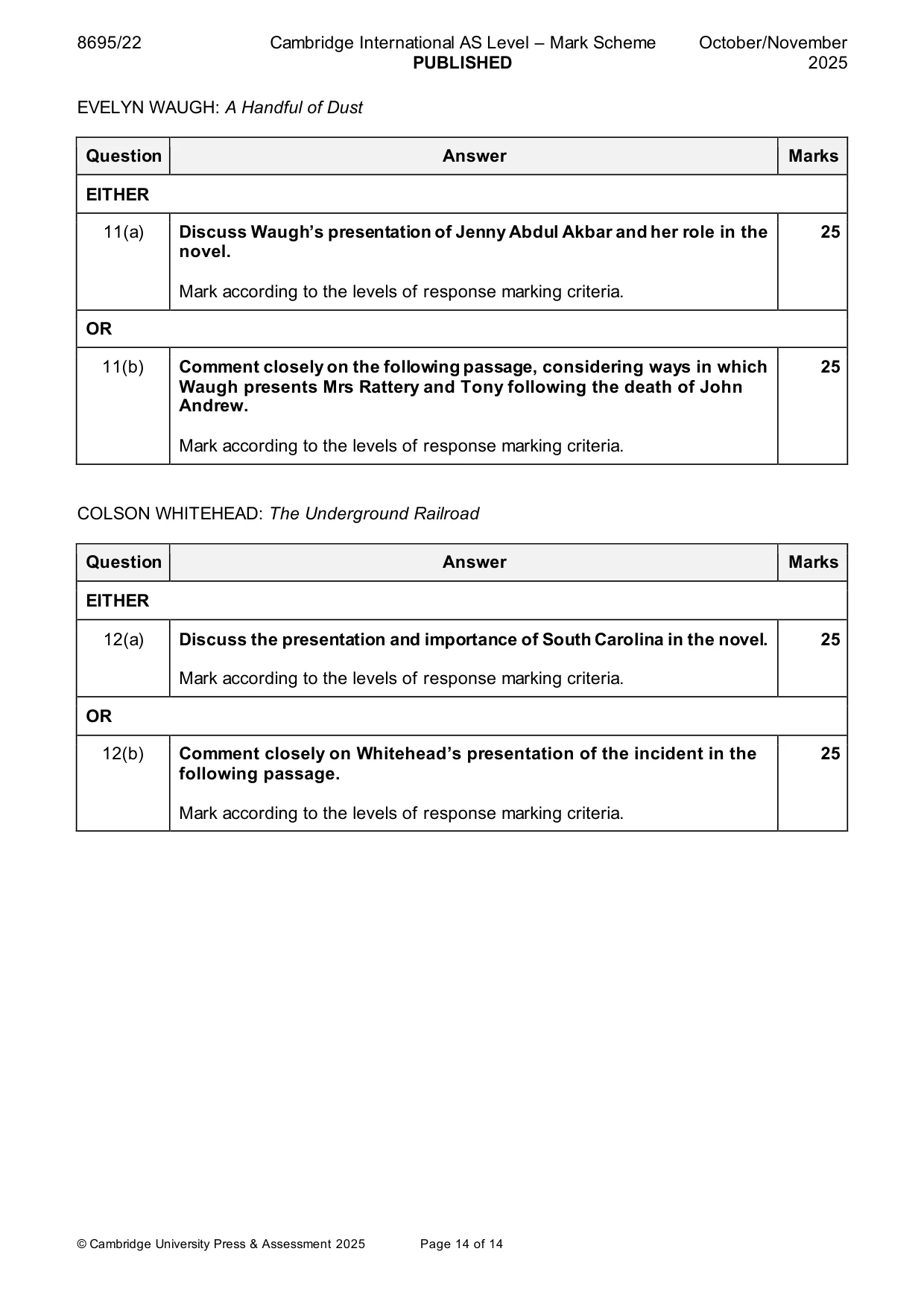 Mark scheme, page 14 of 14