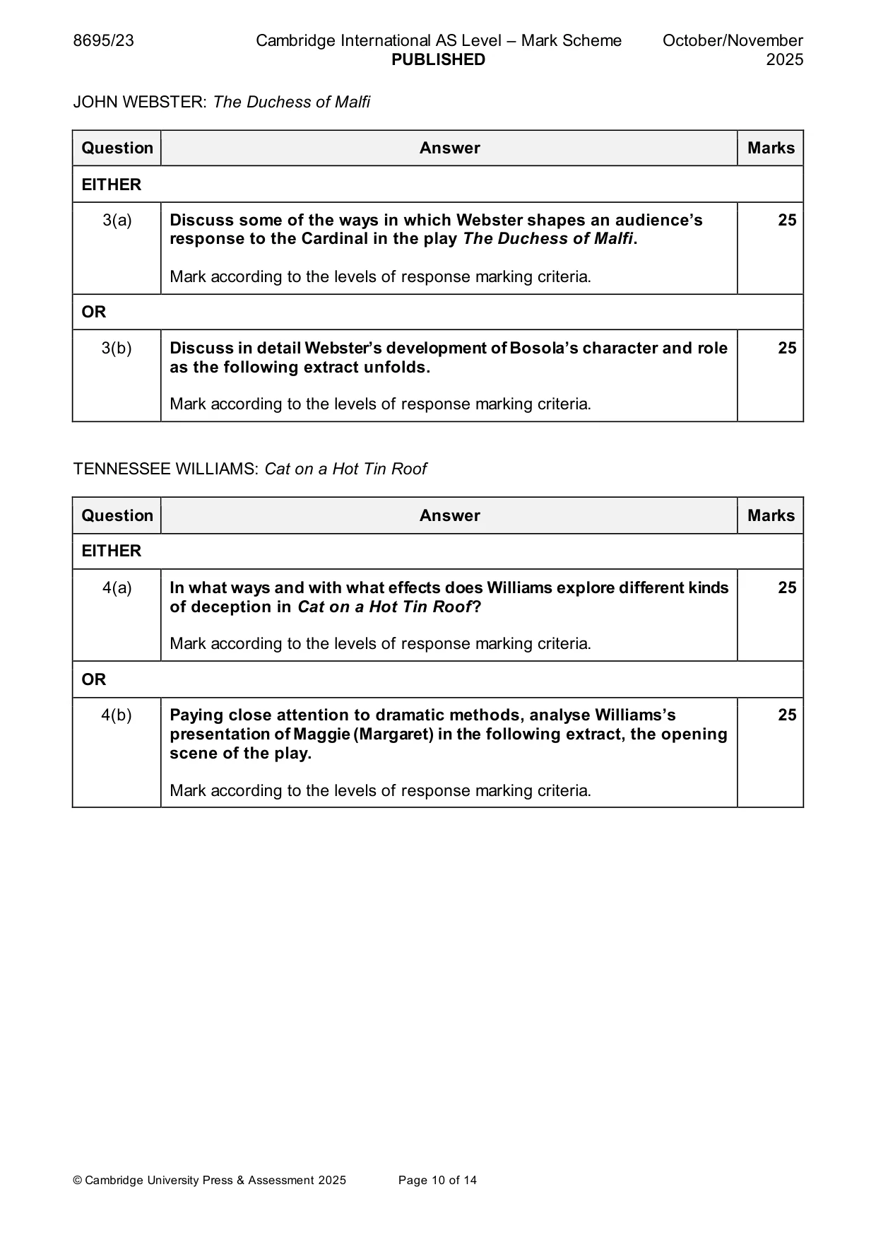 Mark scheme, page 10 of 14