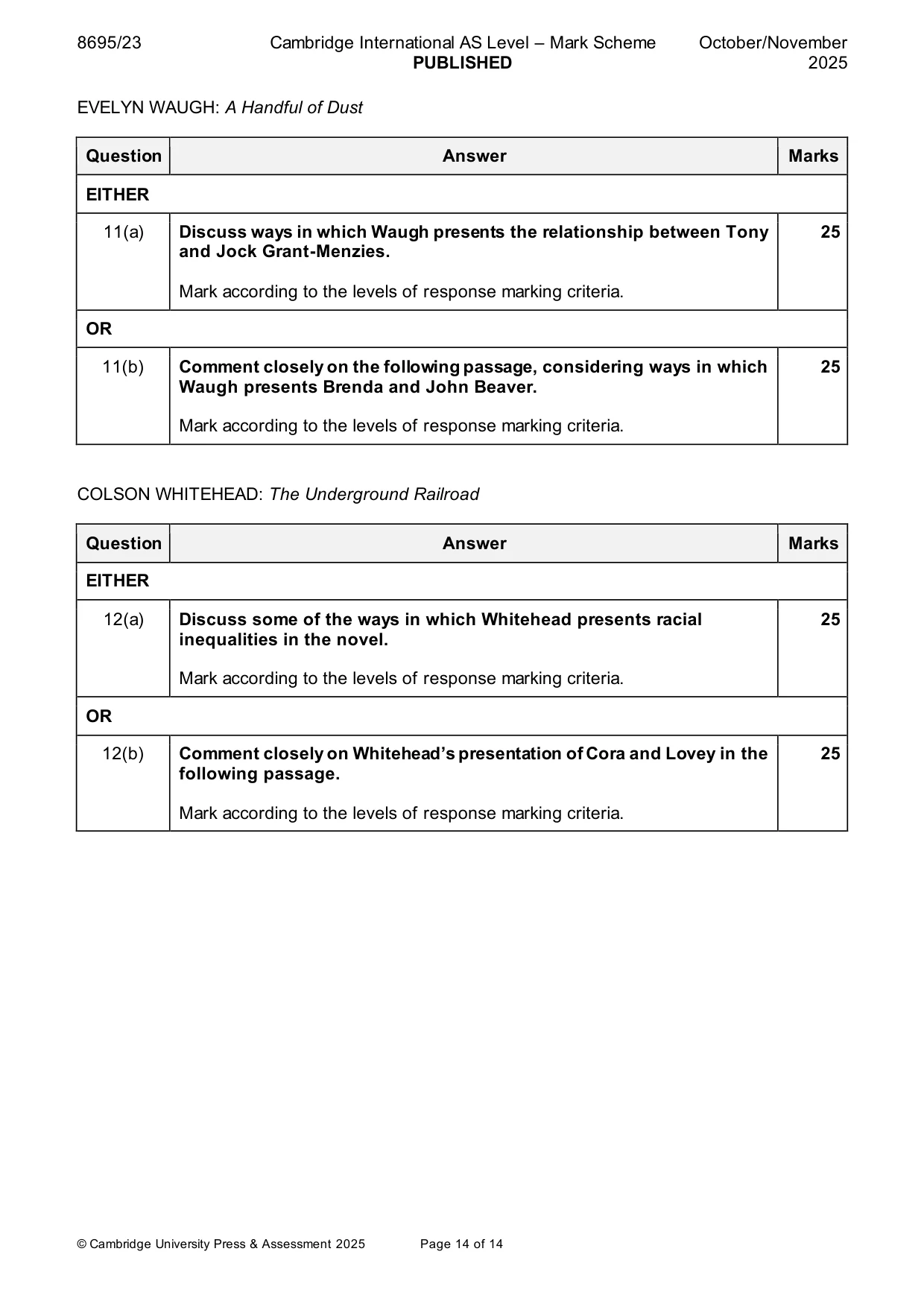 Mark scheme, page 14 of 14