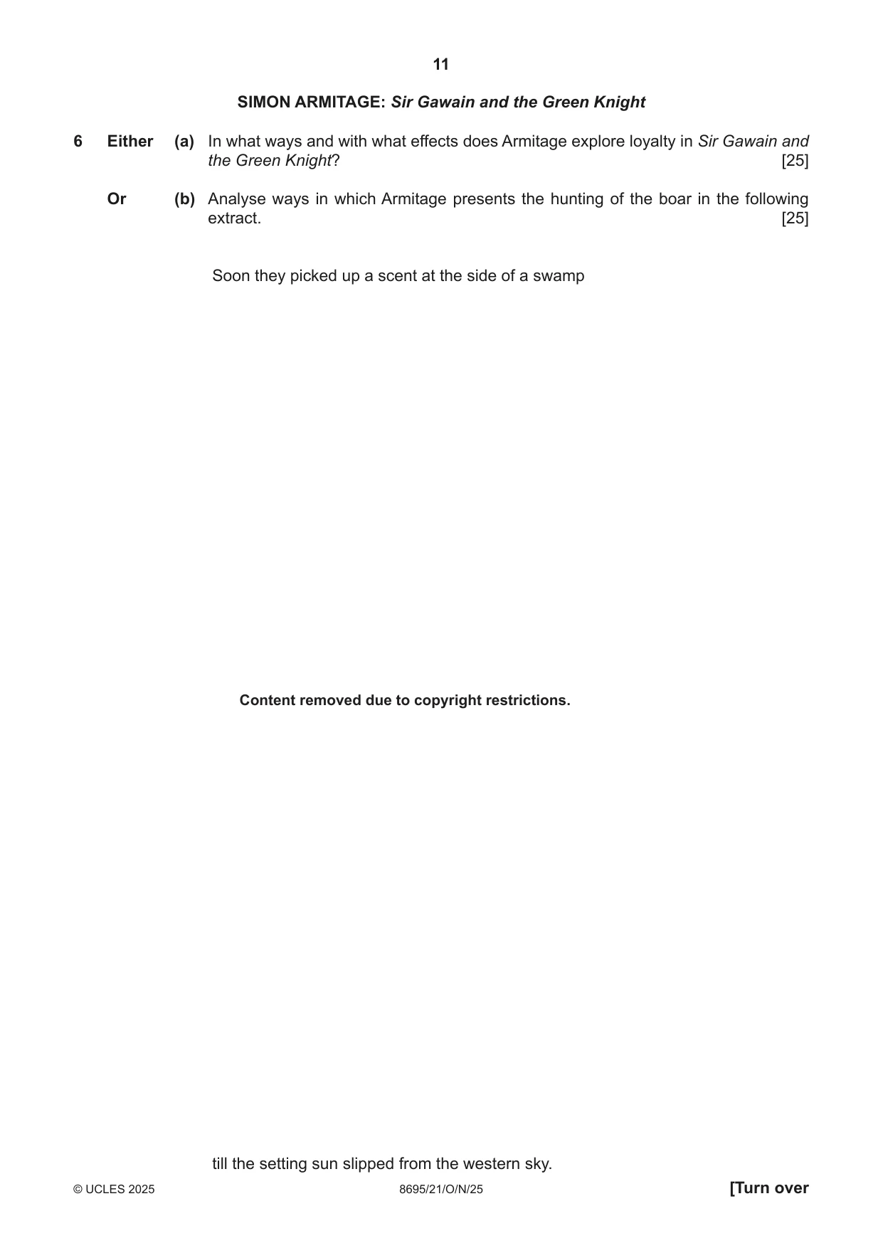 Cambridge A Level English - Language and Literature (AS Level only, from 2016) 8695 2025 Oct/Nov Paper 2 · Variant 1 question paper, page 11 of 20