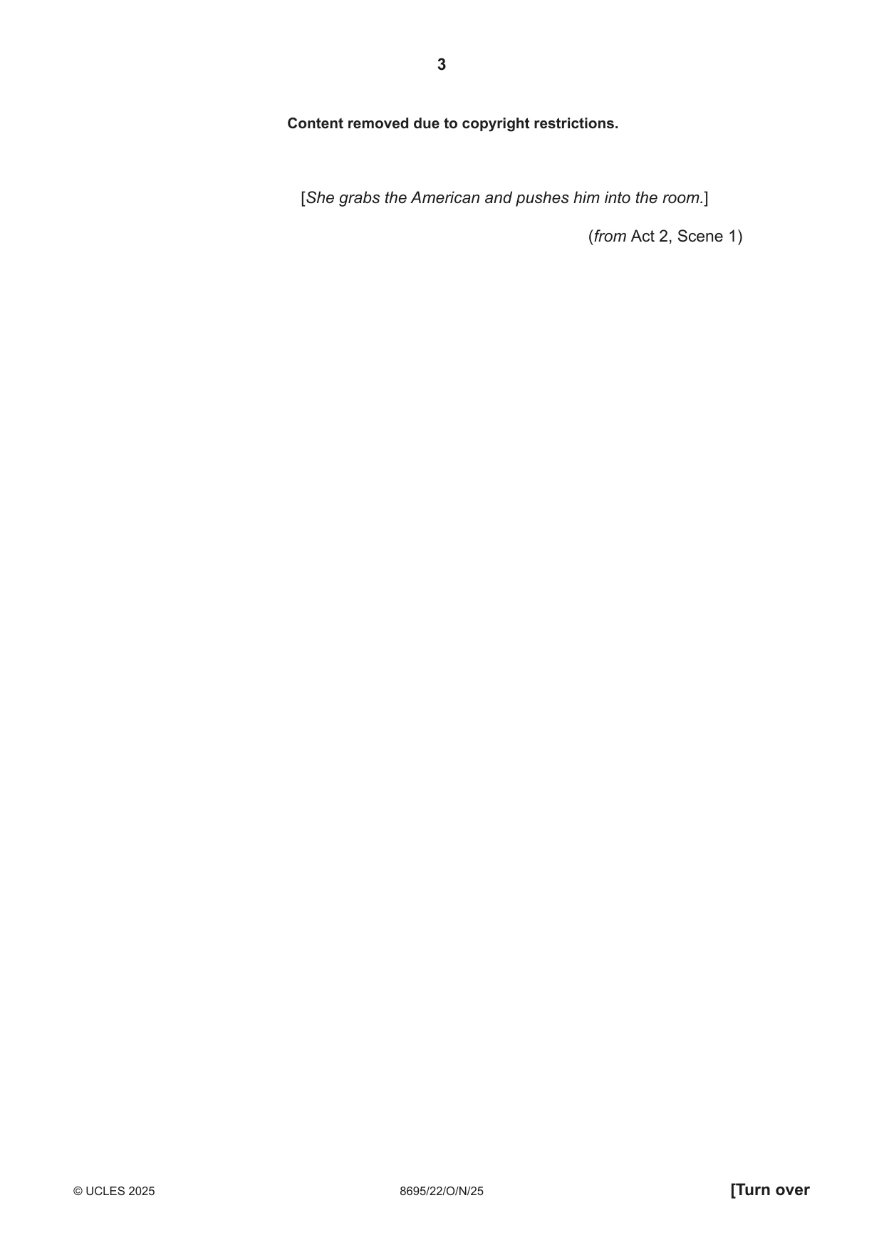 Cambridge A Level English - Language and Literature (AS Level only, from 2016) 8695 2025 Oct/Nov Paper 2 · Variant 2 question paper, page 3 of 20