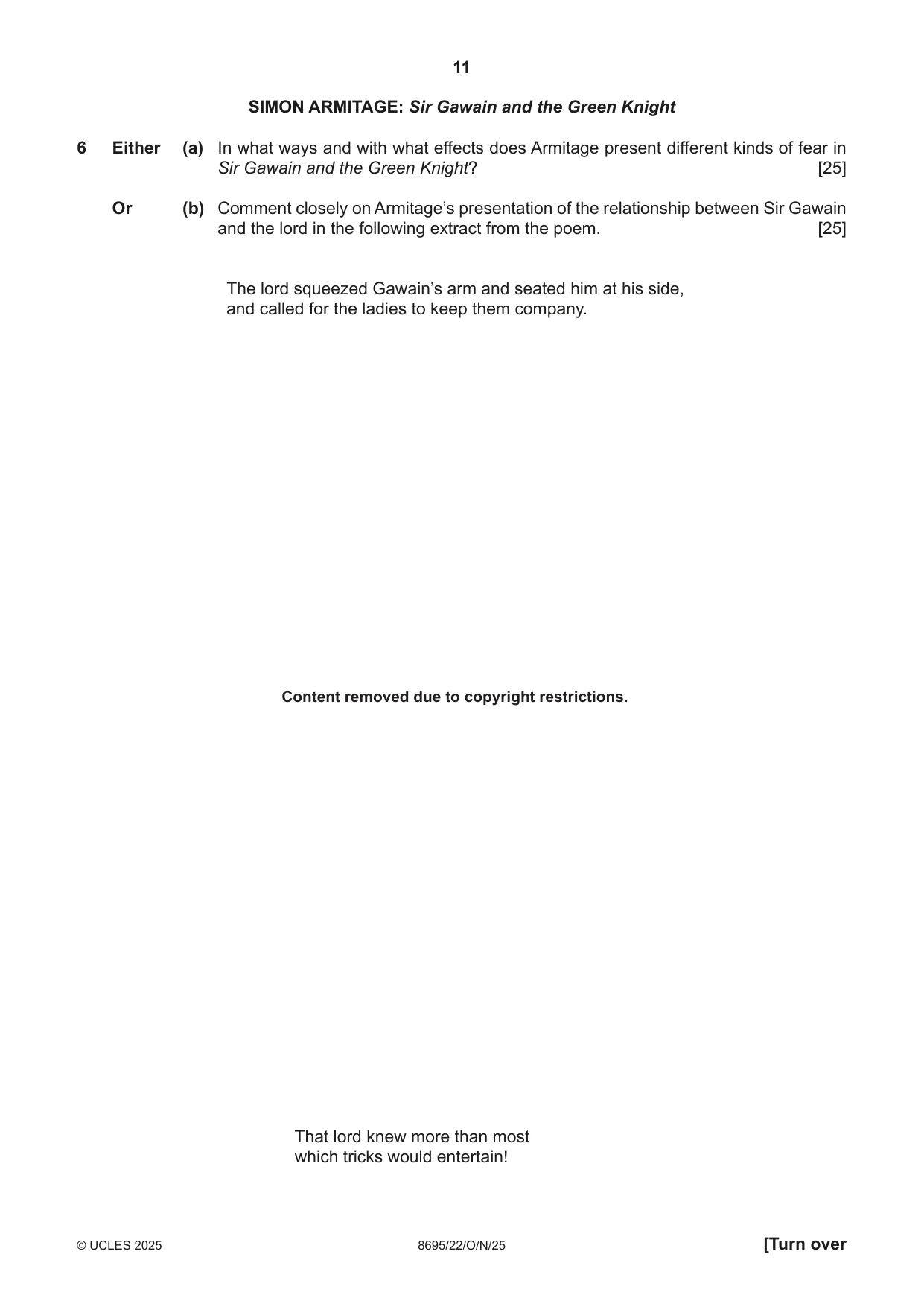 Cambridge A Level English - Language and Literature (AS Level only, from 2016) 8695 2025 Oct/Nov Paper 2 · Variant 2 question paper, page 11 of 20