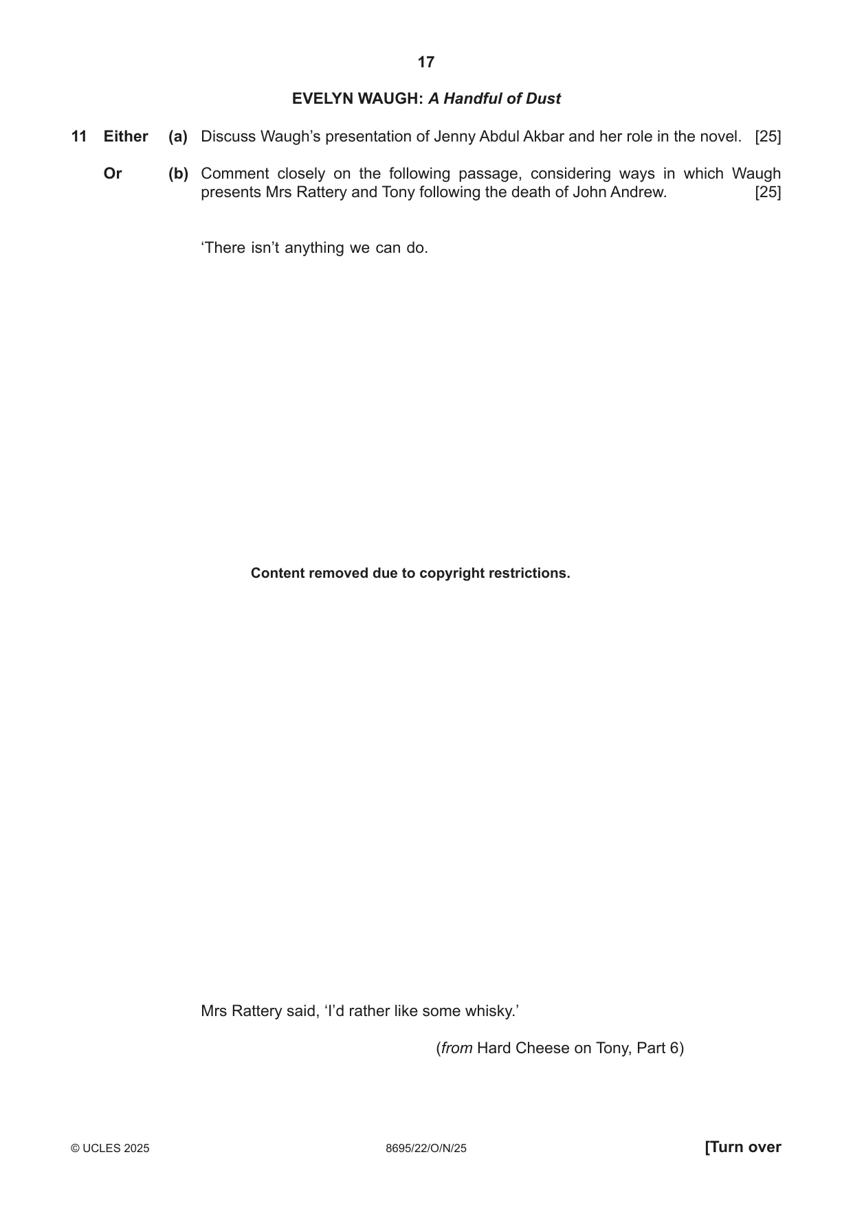 Cambridge A Level English - Language and Literature (AS Level only, from 2016) 8695 2025 Oct/Nov Paper 2 · Variant 2 question paper, page 17 of 20