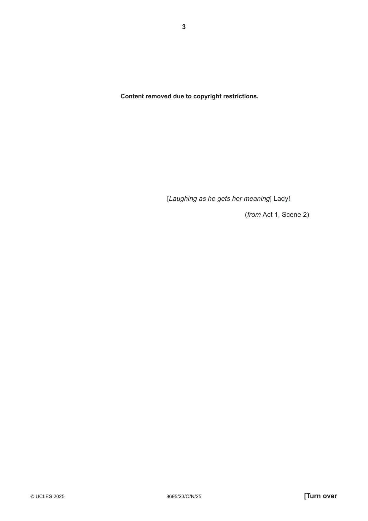 Cambridge A Level English - Language and Literature (AS Level only, from 2016) 8695 2025 Oct/Nov Paper 2 · Variant 3 question paper, page 3 of 20