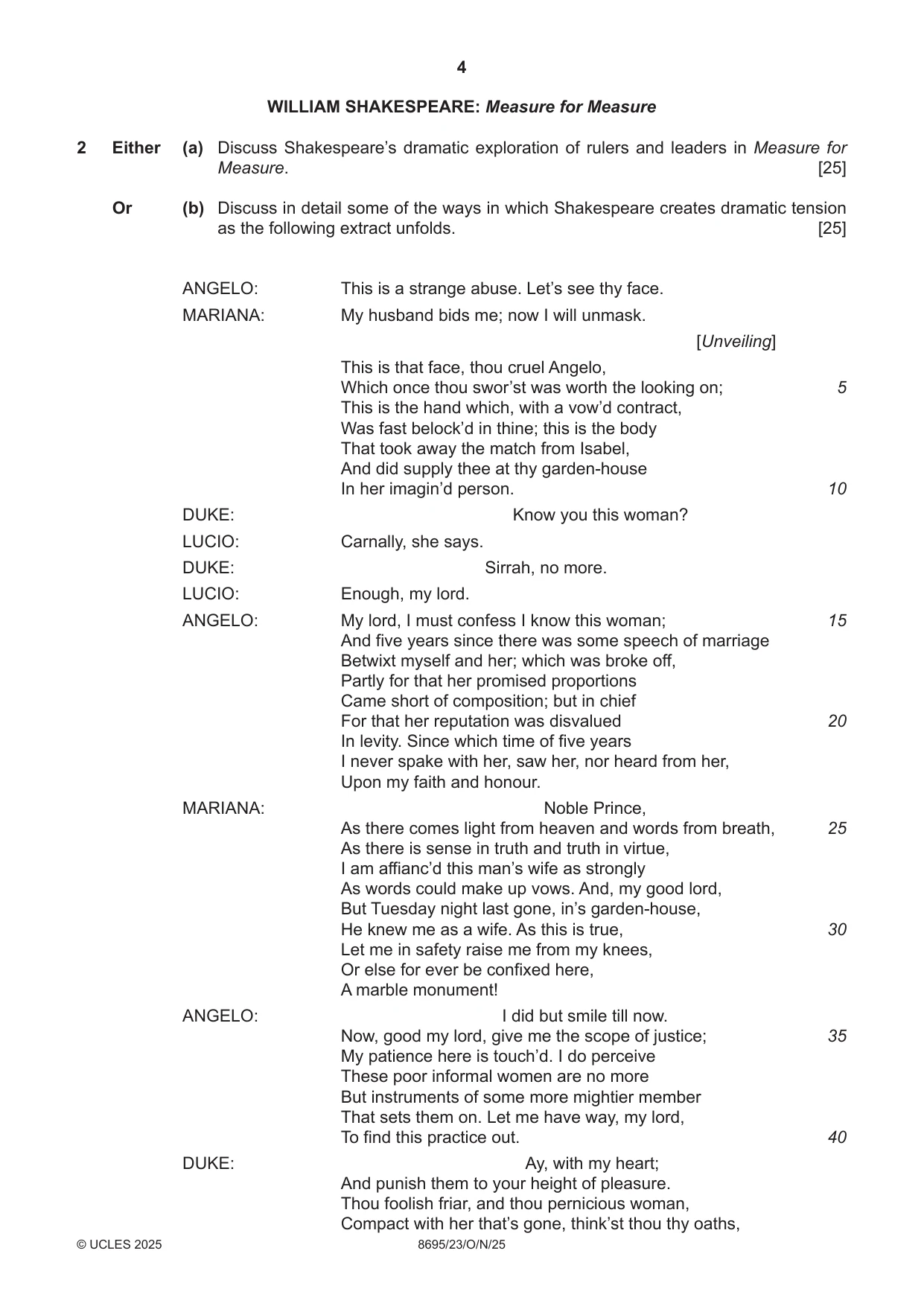 Cambridge A Level English - Language and Literature (AS Level only, from 2016) 8695 2025 Oct/Nov Paper 2 · Variant 3 question paper, page 4 of 20