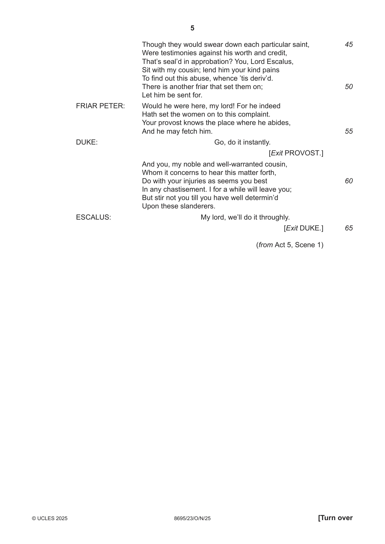 Cambridge A Level English - Language and Literature (AS Level only, from 2016) 8695 2025 Oct/Nov Paper 2 · Variant 3 question paper, page 5 of 20