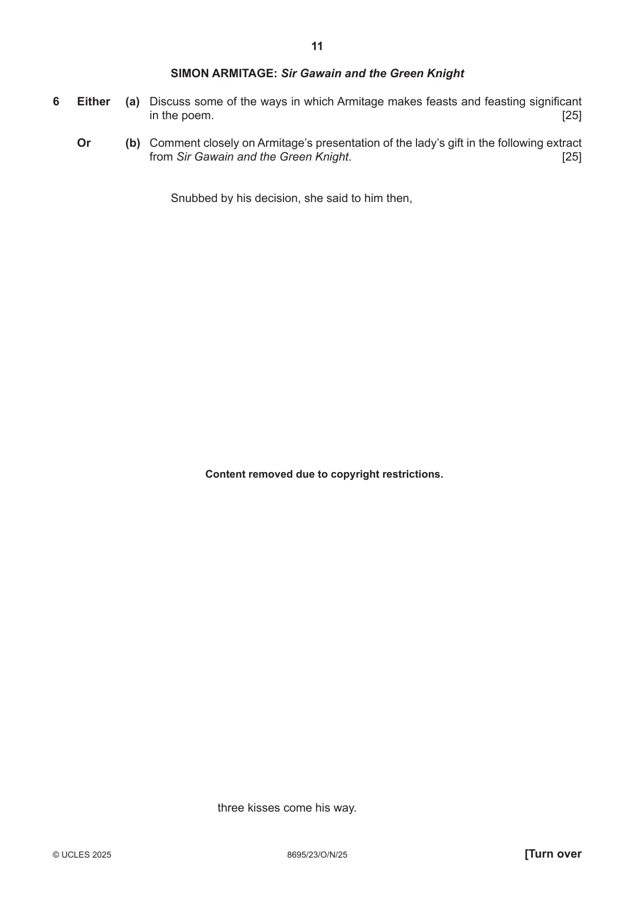 Cambridge A Level English - Language and Literature (AS Level only, from 2016) 8695 2025 Oct/Nov Paper 2 · Variant 3 question paper, page 11 of 20