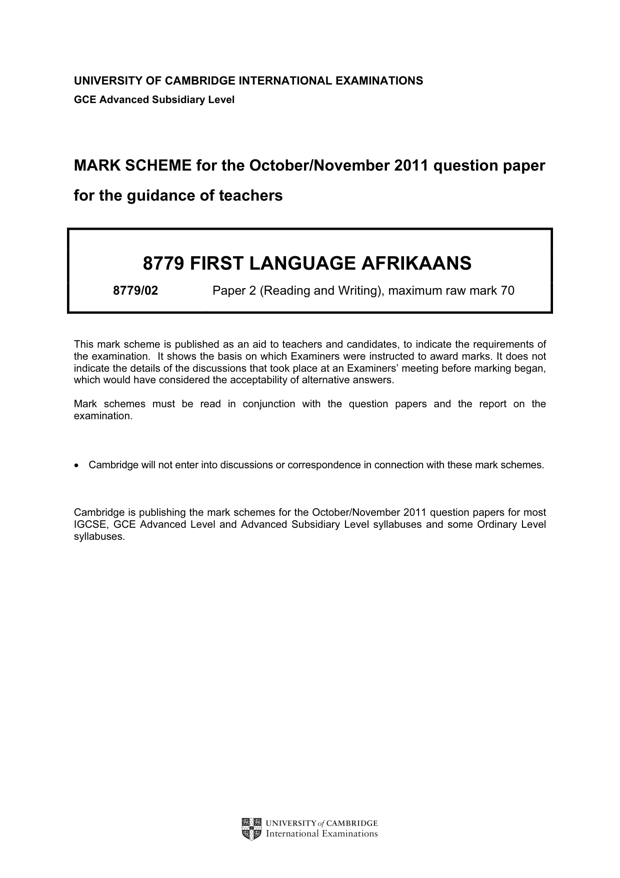 Mark scheme, page 1 of 8
