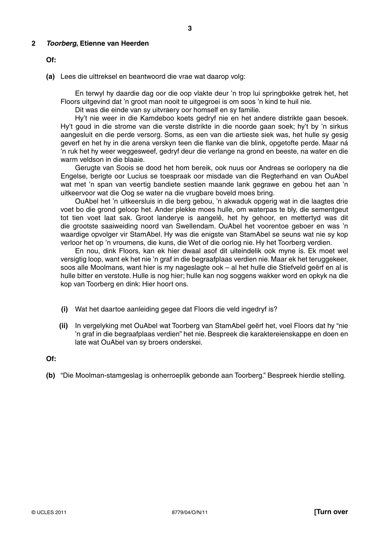 Cambridge A Level Afrikaans - First Language (AS Level only) 8779 2011 Oct/Nov Paper 4 · Variant 1 question paper, page 3 of 8
