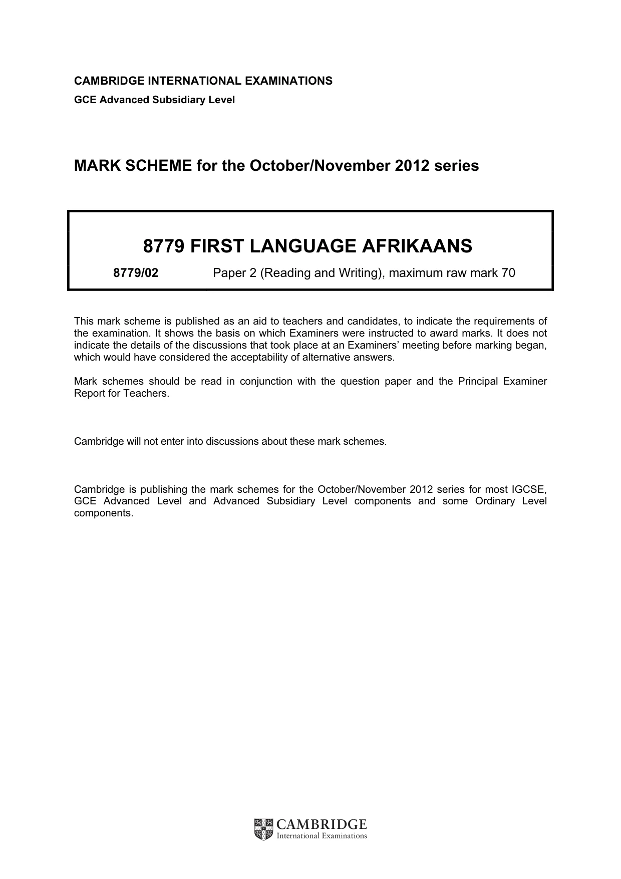 Mark scheme, page 1 of 7