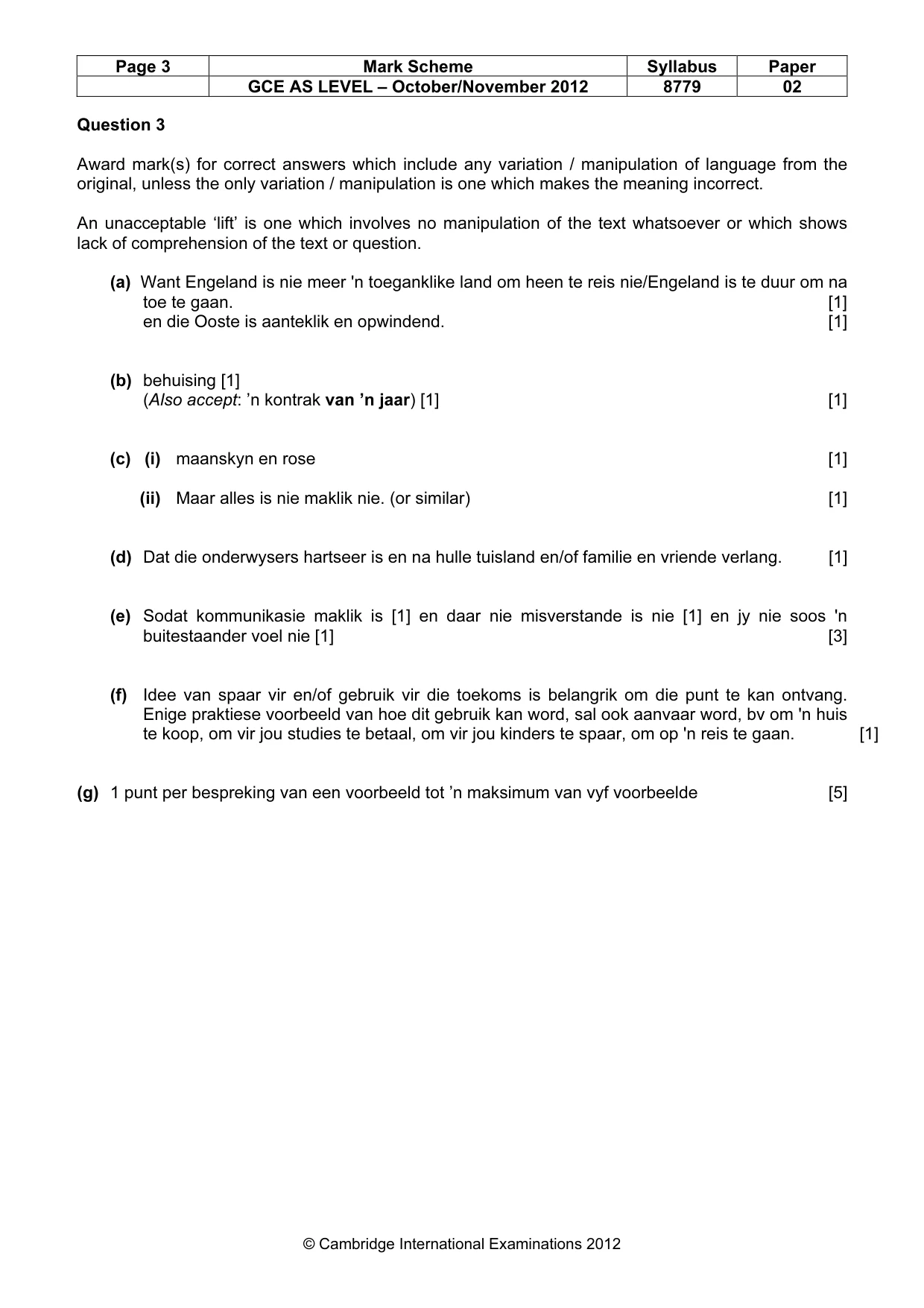 Mark scheme, page 3 of 7