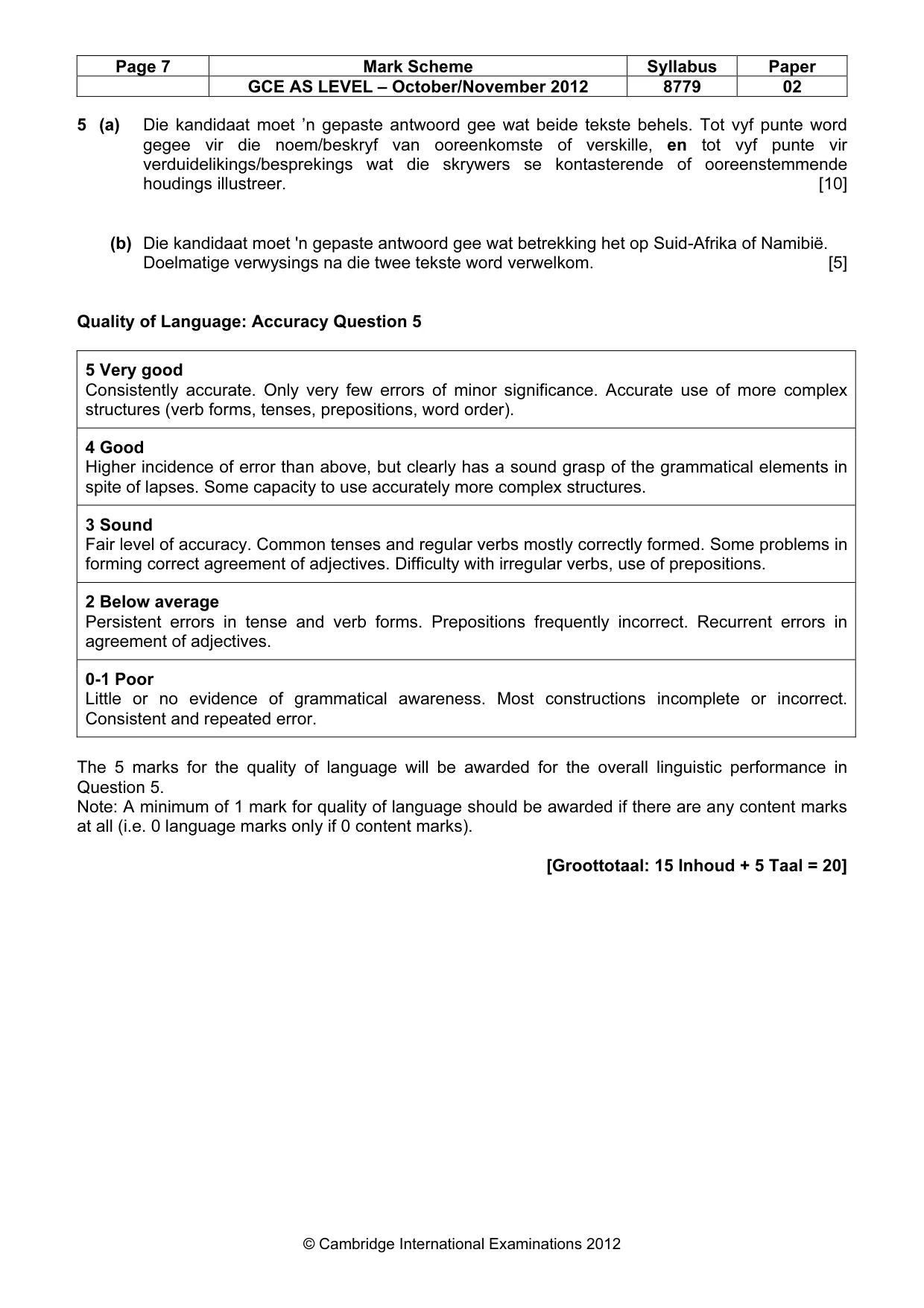 Mark scheme, page 7 of 7