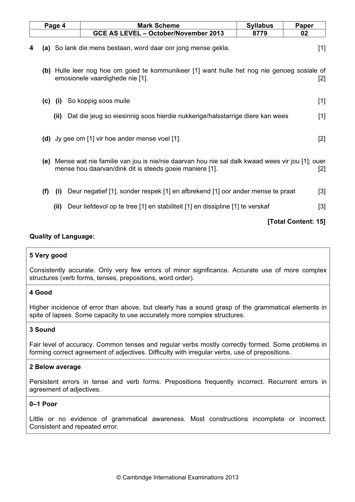 Mark scheme, page 4 of 7