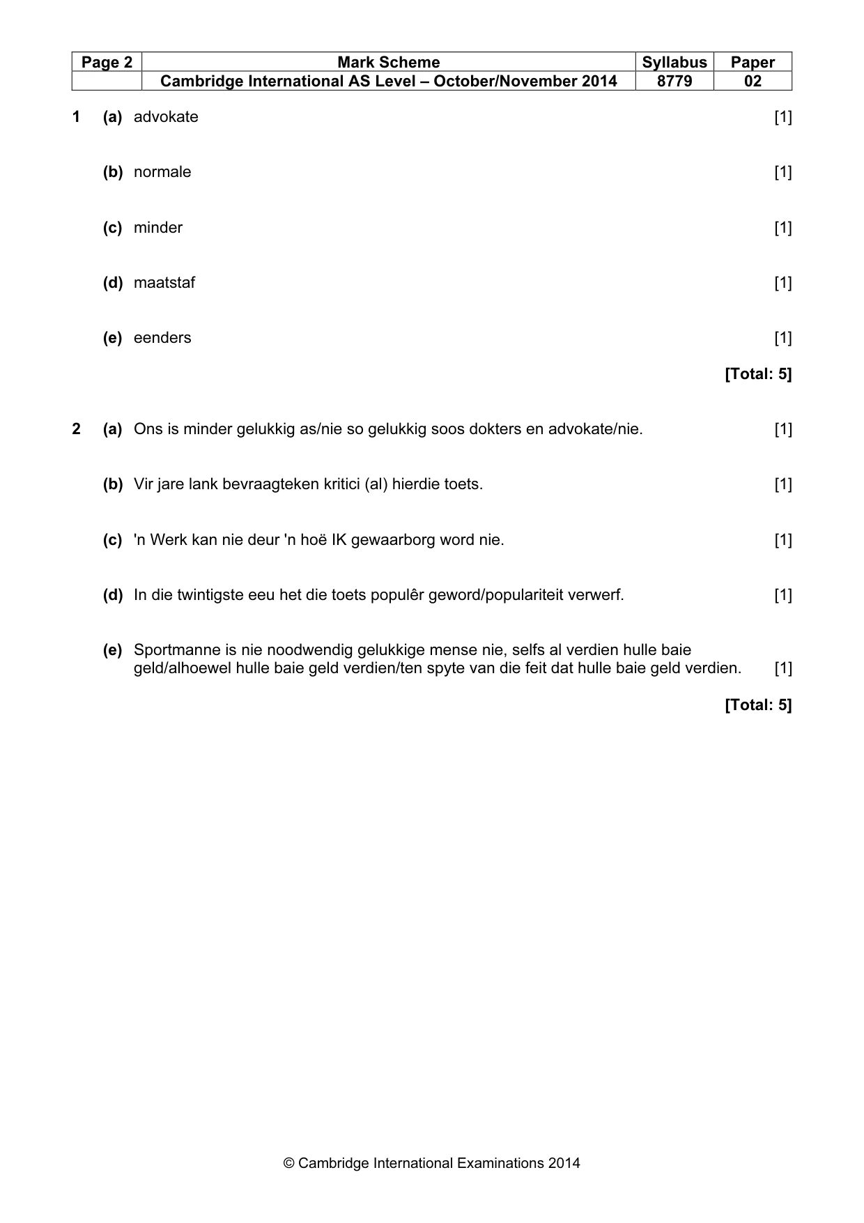 Mark scheme, page 2 of 8