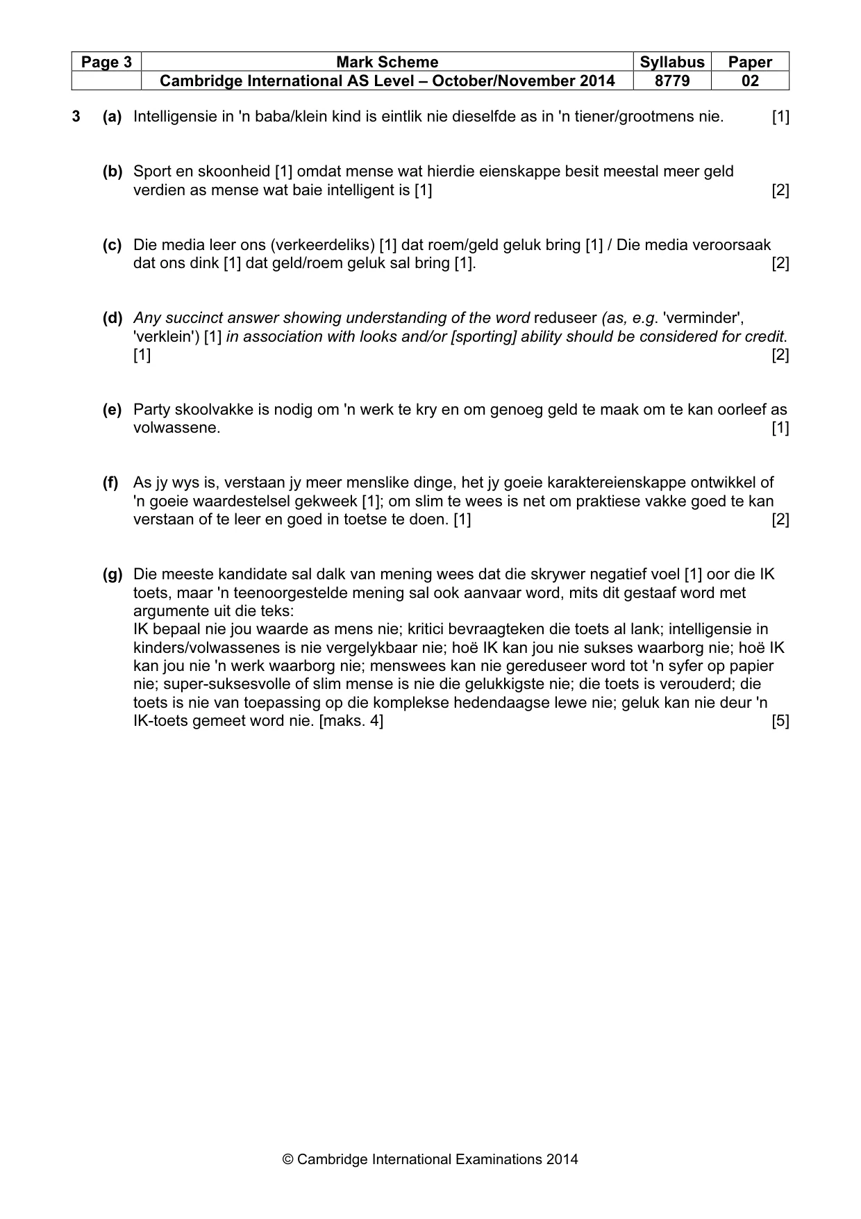 Mark scheme, page 3 of 8
