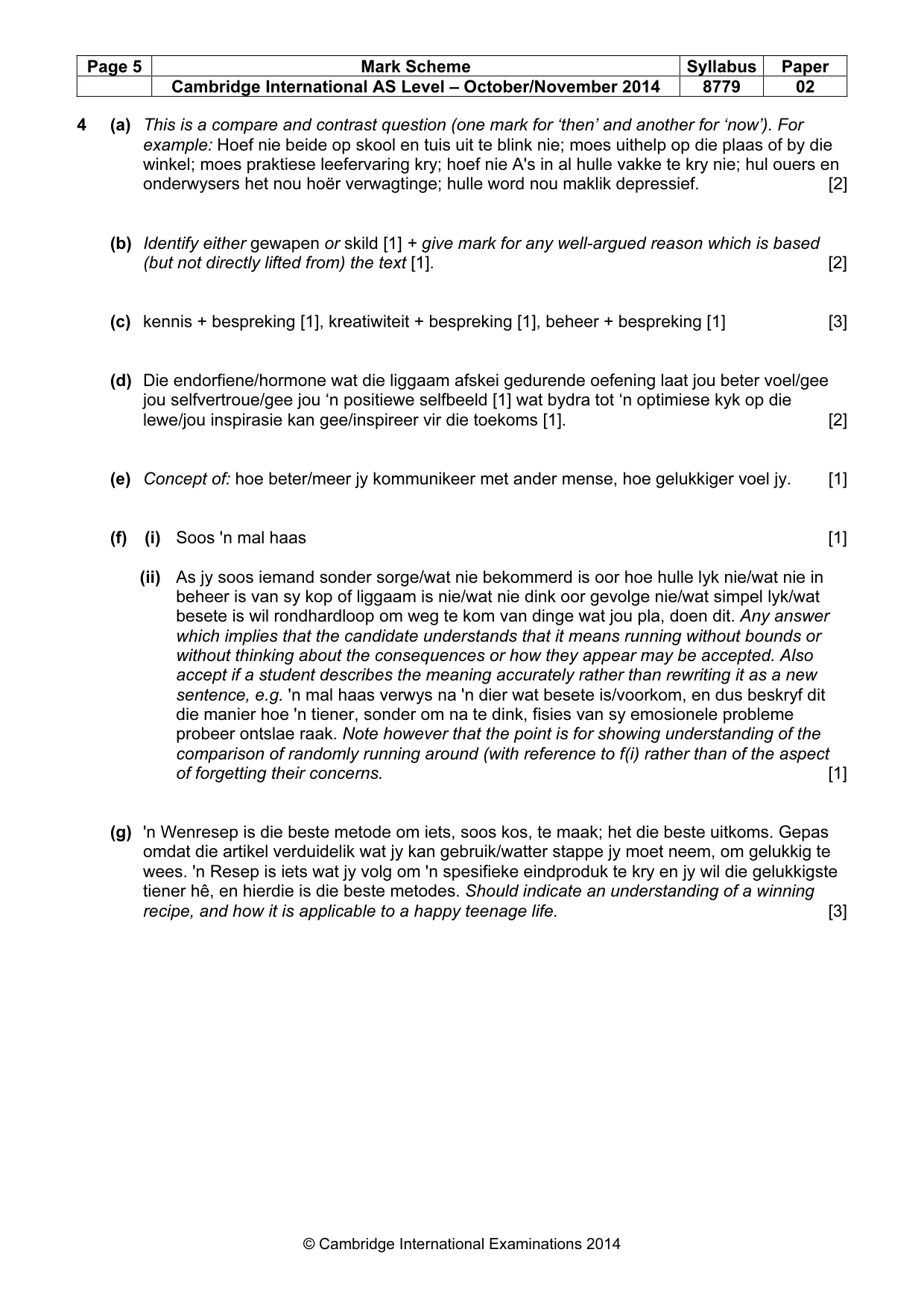 Mark scheme, page 5 of 8