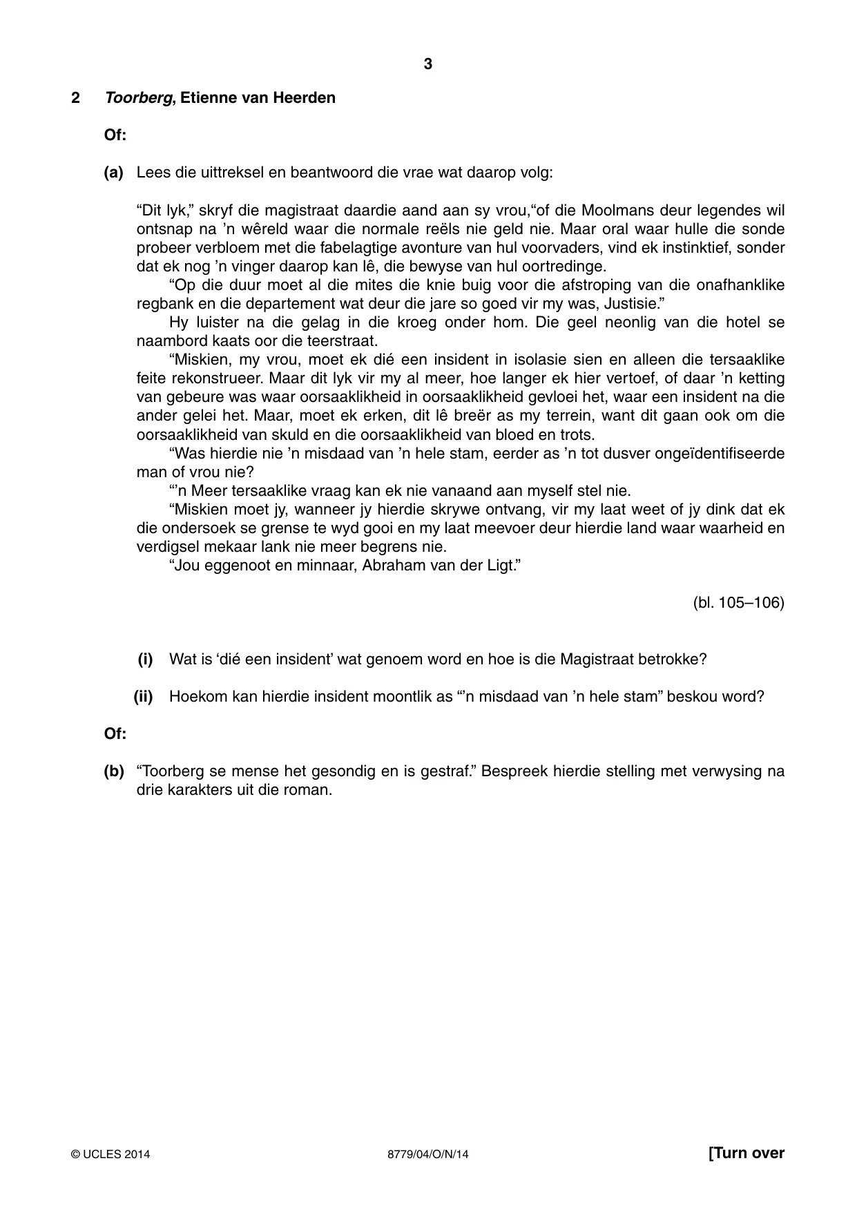 Cambridge A Level Afrikaans - First Language (AS Level only) 8779 2014 Oct/Nov Paper 4 · Variant 1 question paper, page 3 of 8