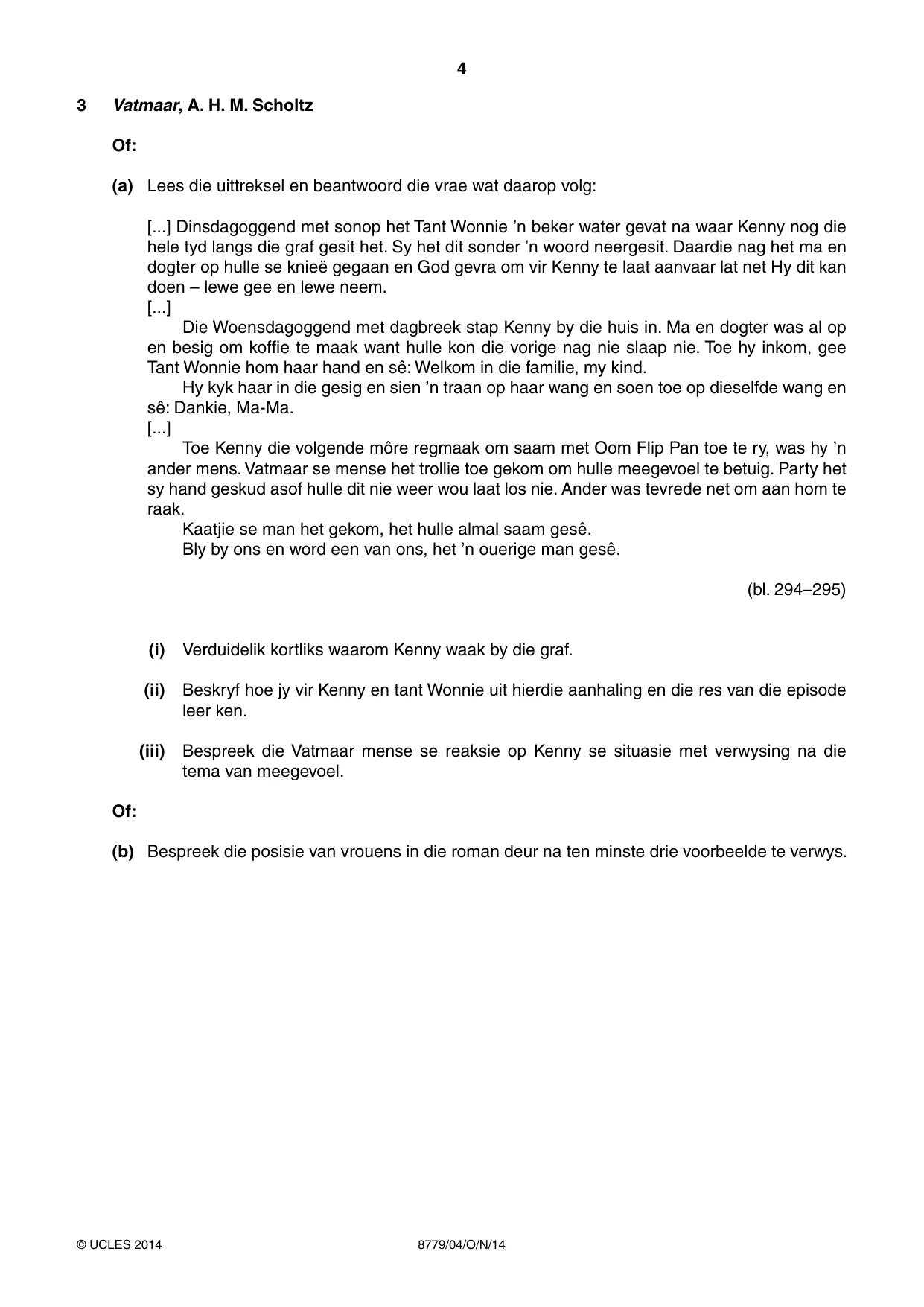 Cambridge A Level Afrikaans - First Language (AS Level only) 8779 2014 Oct/Nov Paper 4 · Variant 1 question paper, page 4 of 8