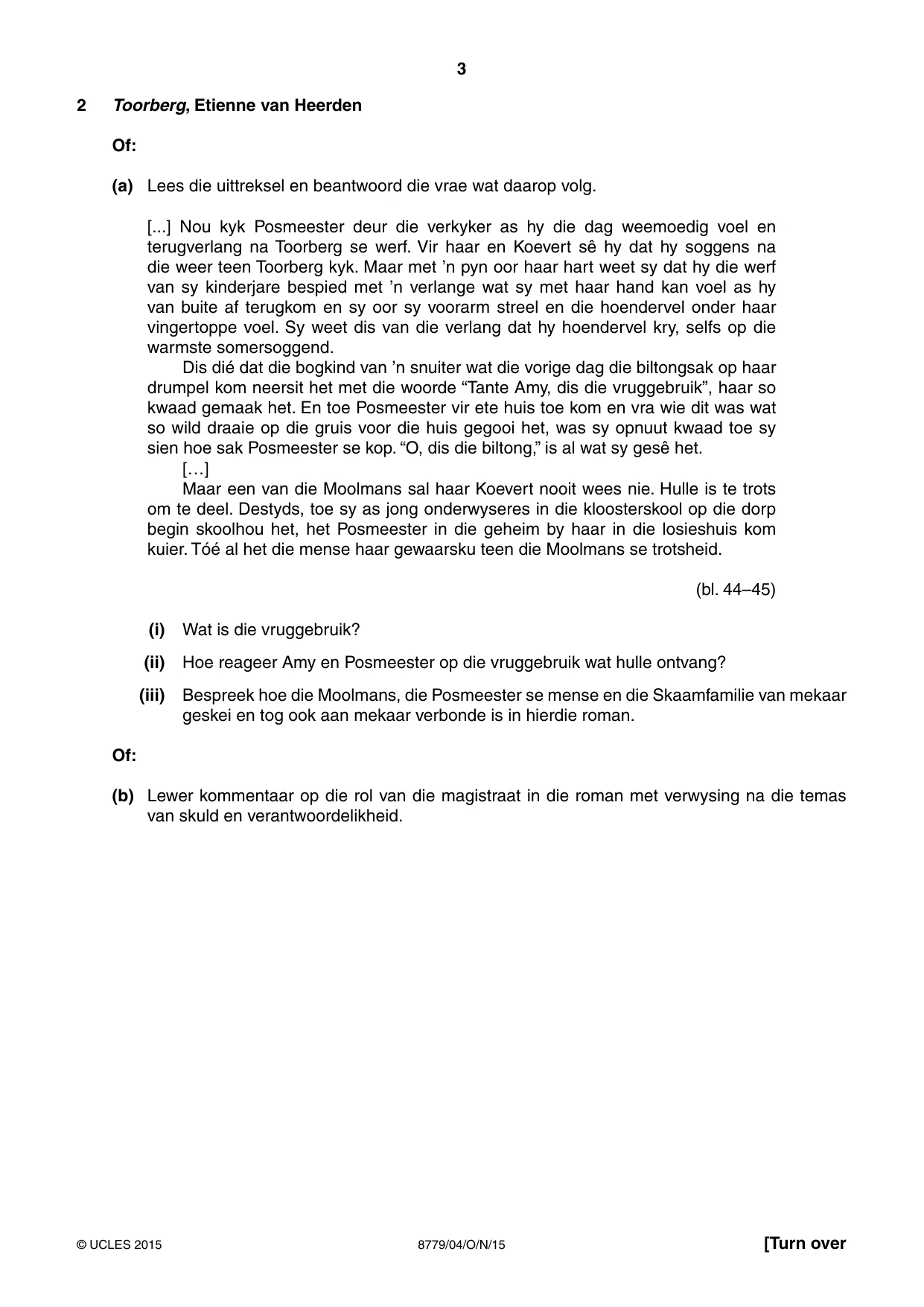 Cambridge A Level Afrikaans - First Language (AS Level only) 8779 2015 Oct/Nov Paper 4 · Variant 1 question paper, page 3 of 8