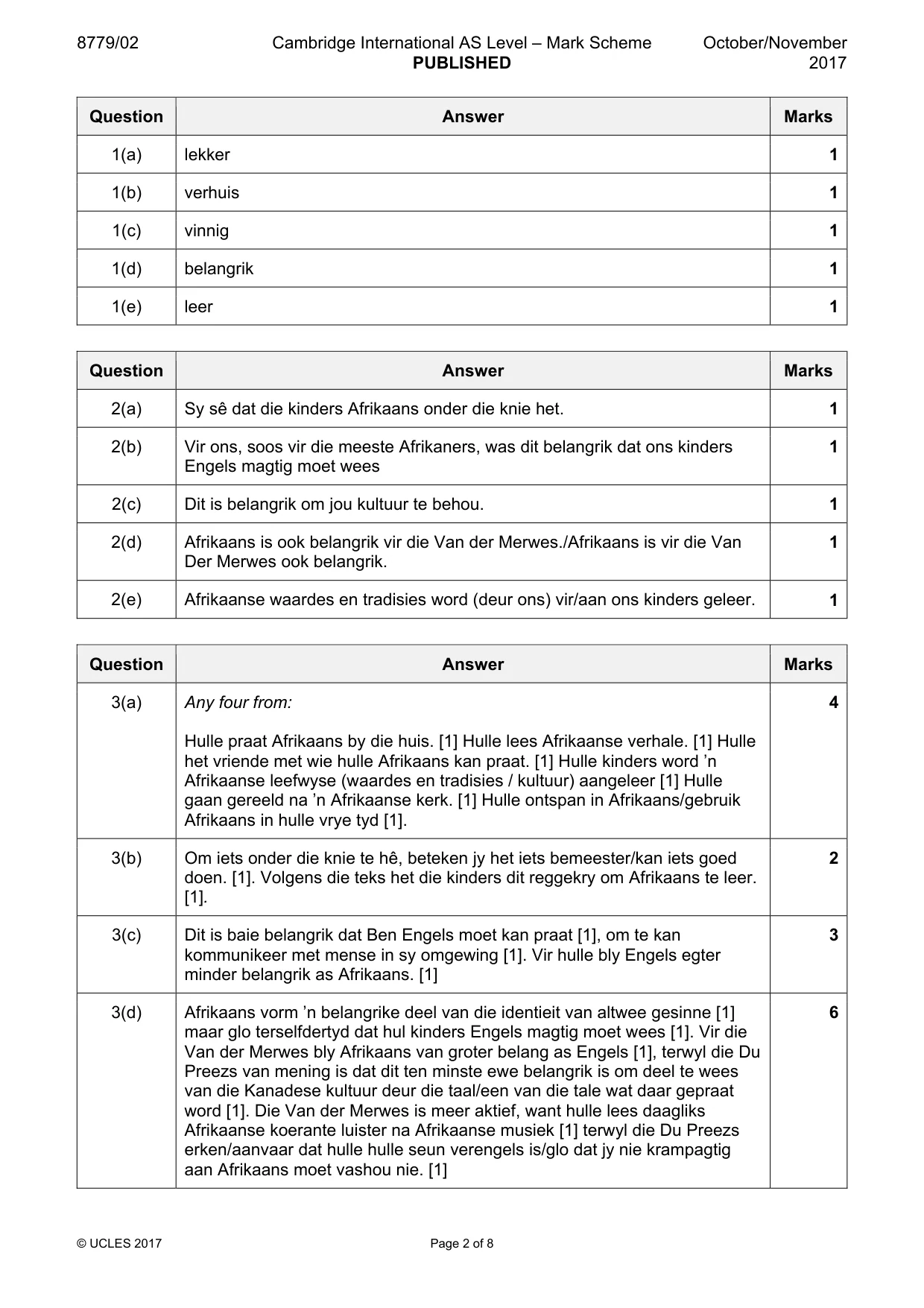 Mark scheme, page 2 of 8