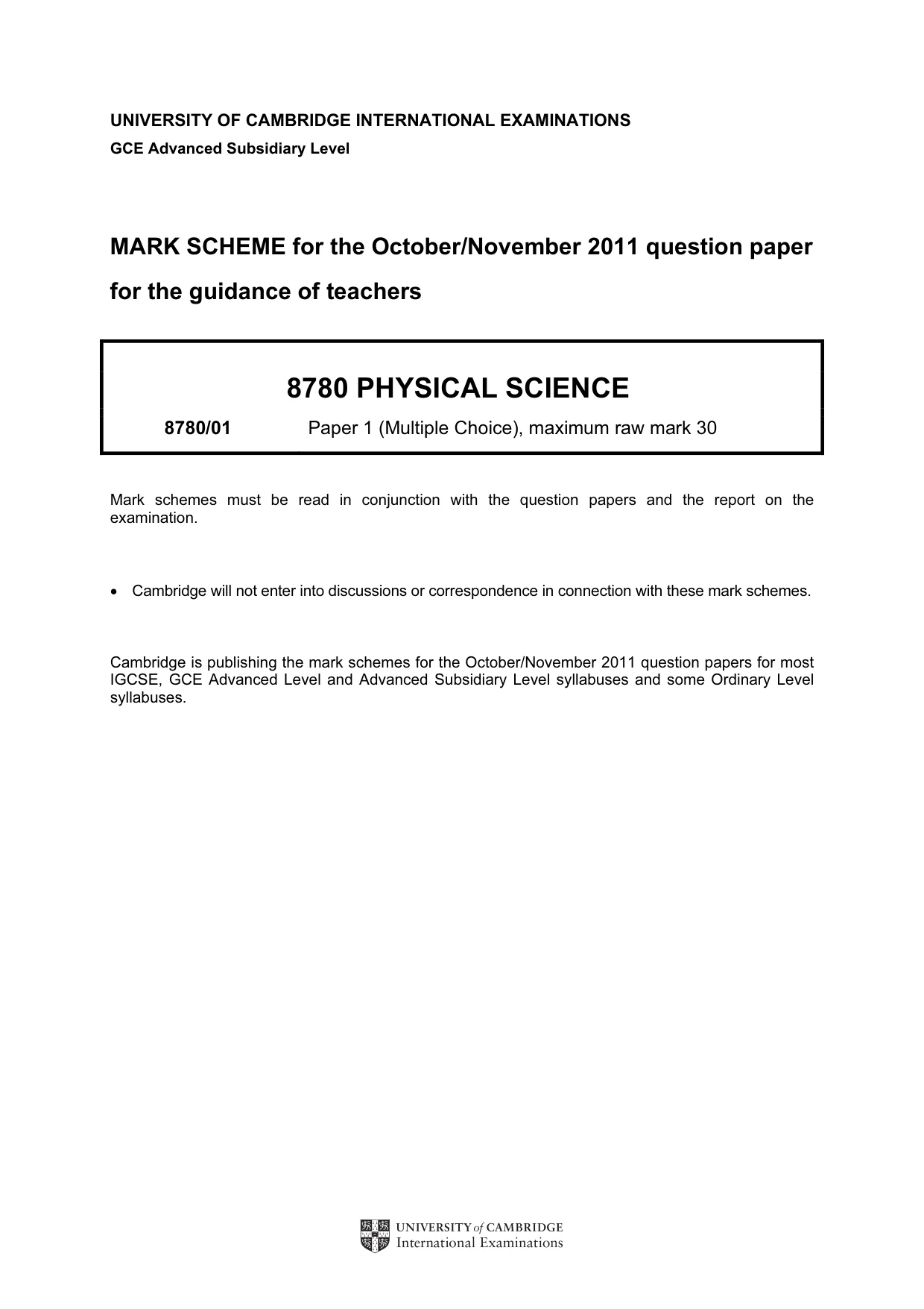 Mark scheme, page 1 of 2