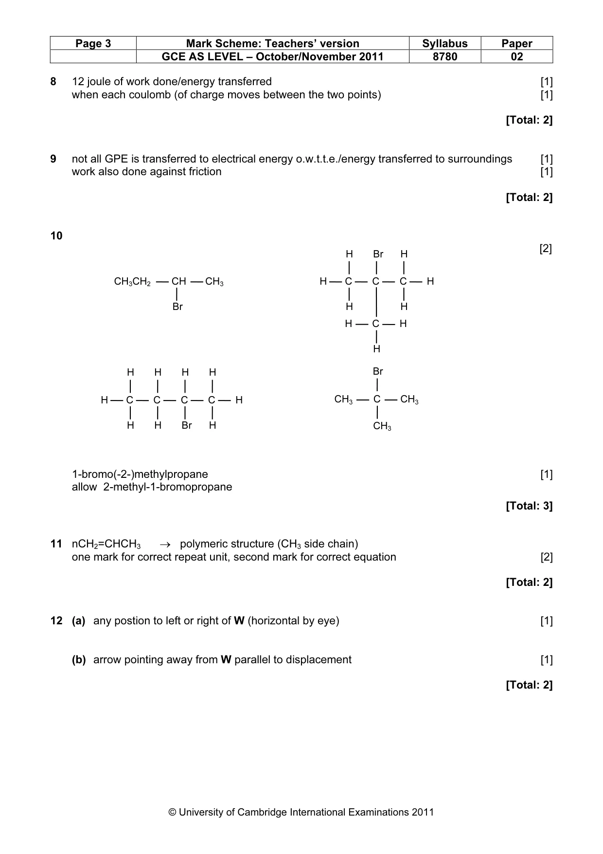 Mark scheme, page 3 of 4