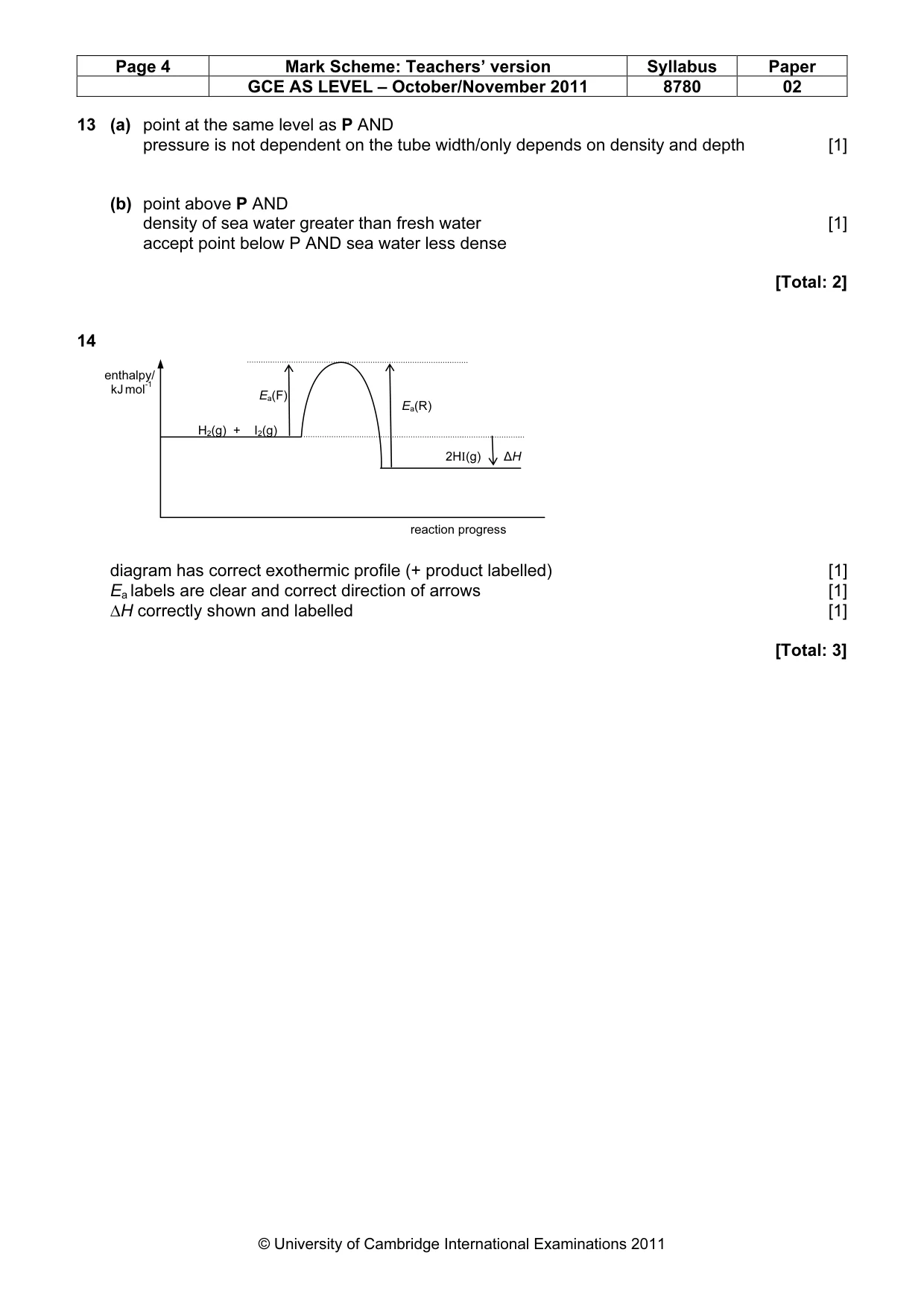 Mark scheme, page 4 of 4