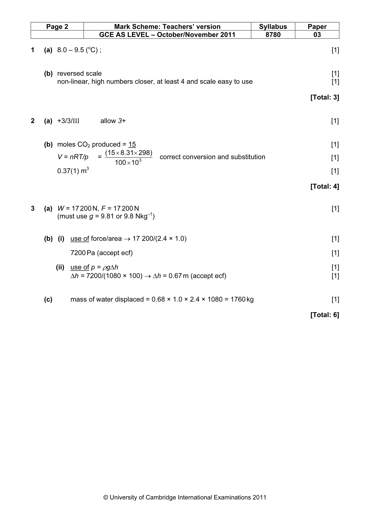 Mark scheme, page 2 of 7
