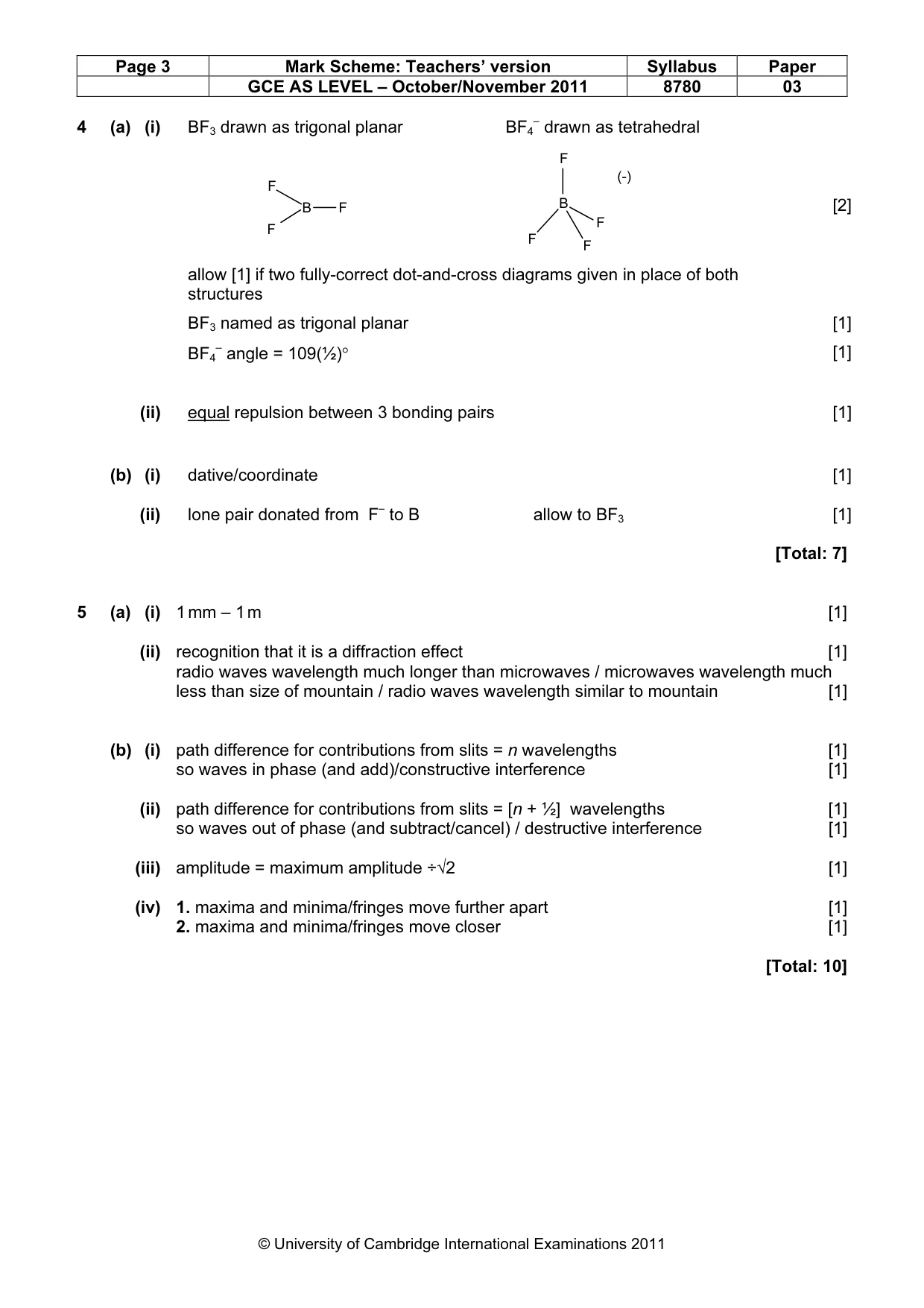 Mark scheme, page 3 of 7