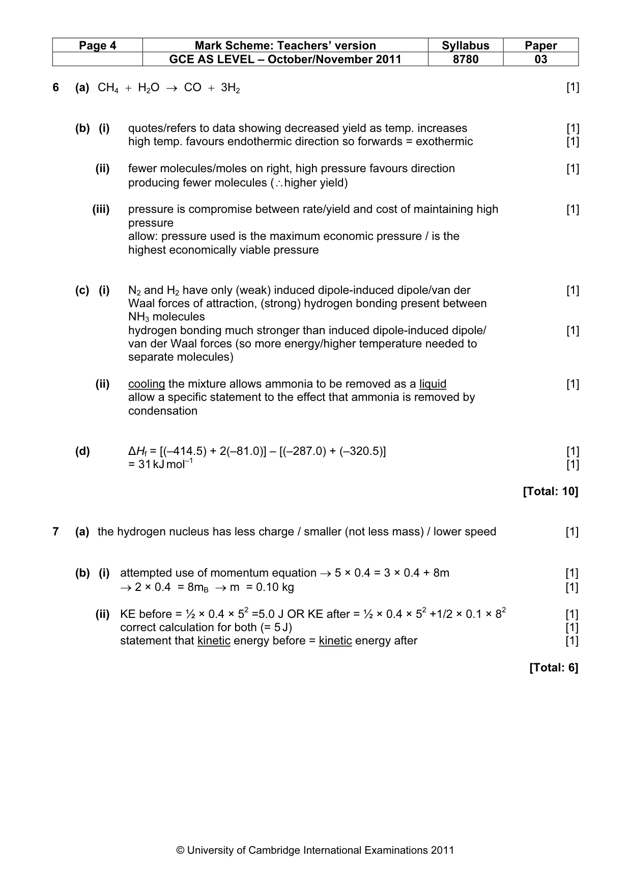 Mark scheme, page 4 of 7