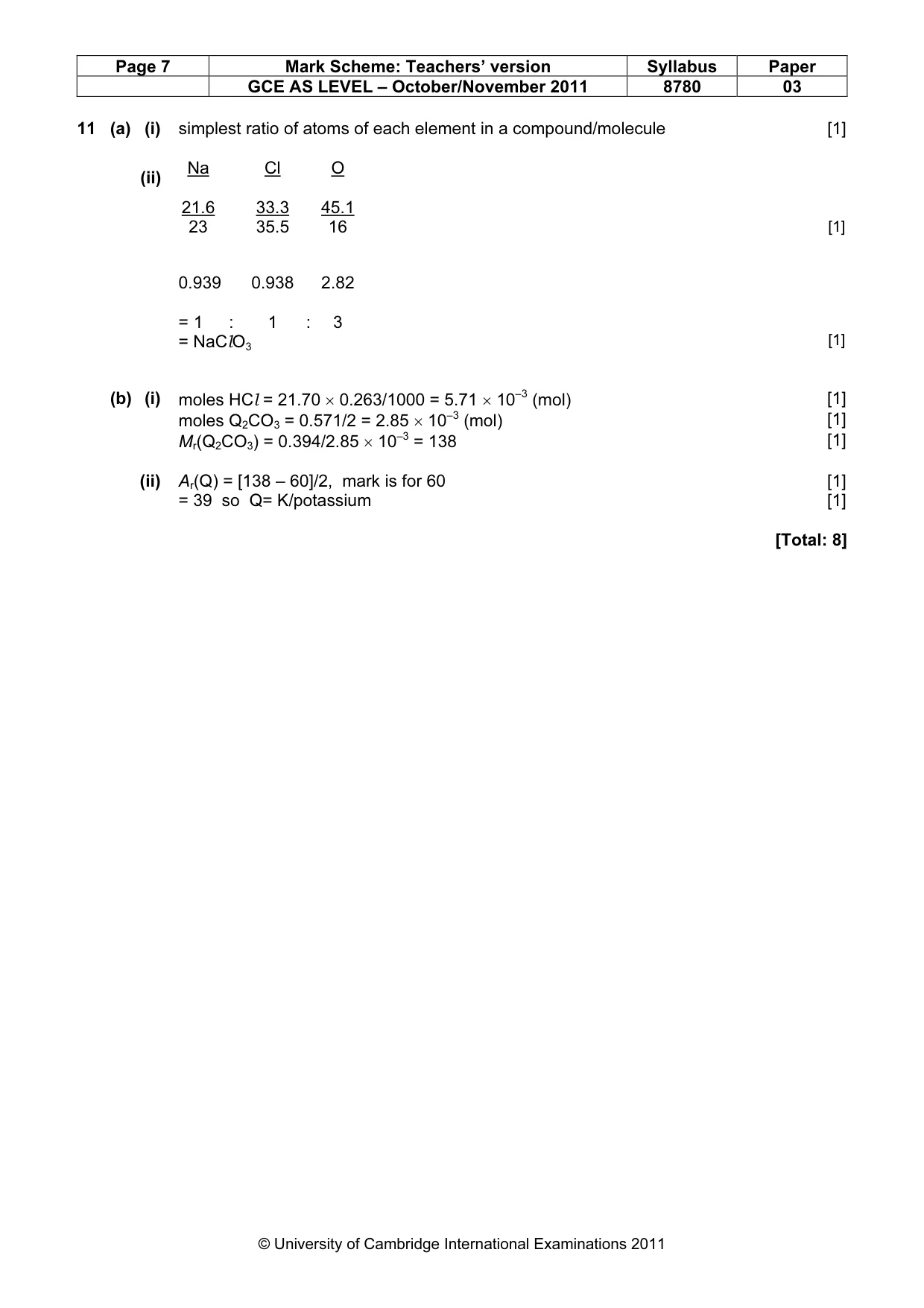 Mark scheme, page 7 of 7