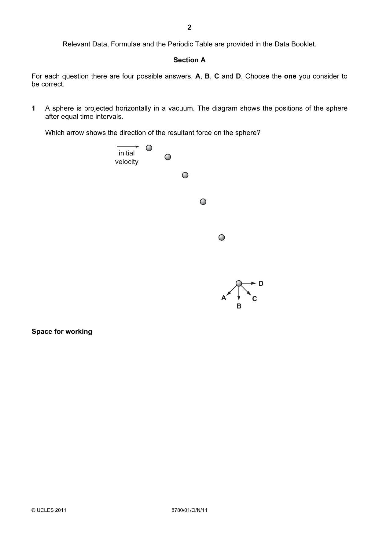 Cambridge A Level Physical Science 8780 2011 Oct/Nov Paper 1 · Variant 1 question paper, page 2 of 16