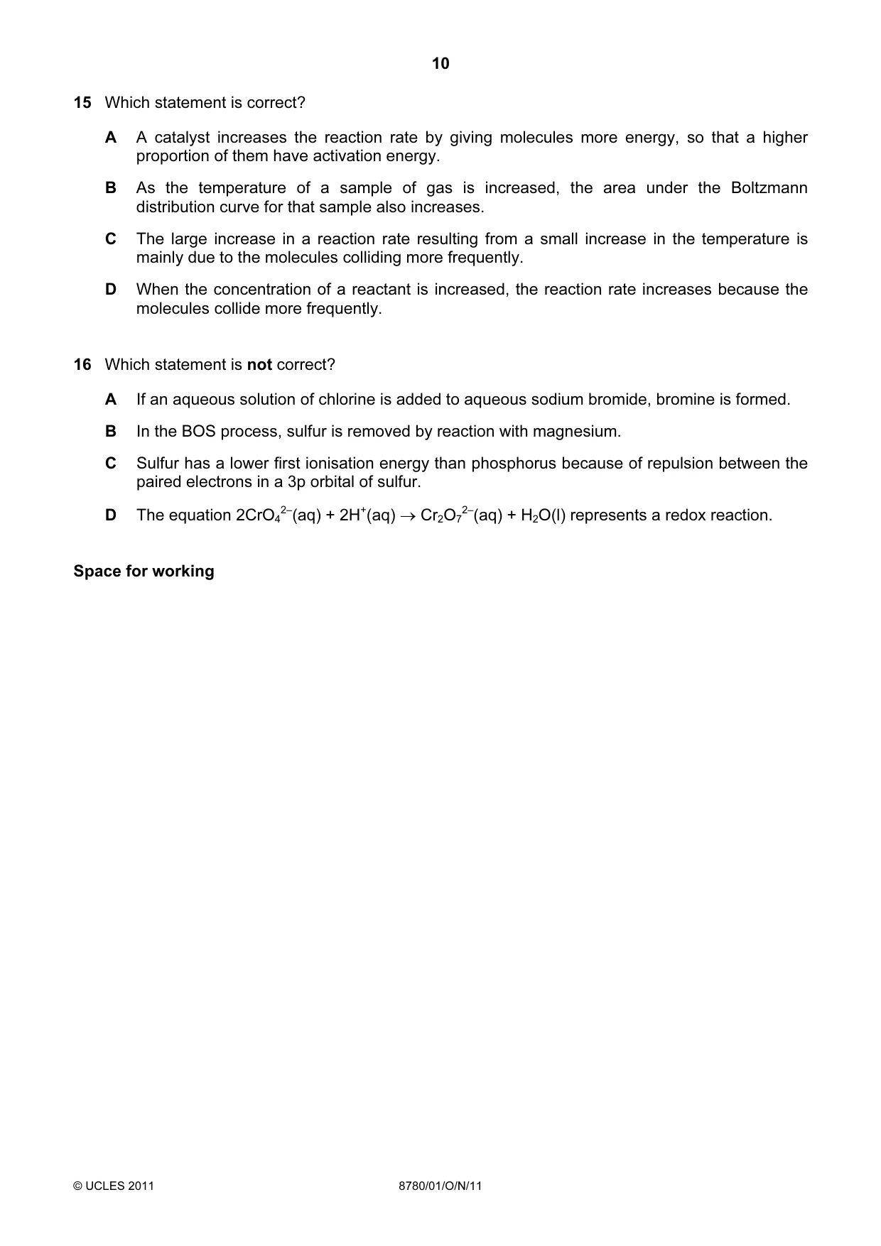 Cambridge A Level Physical Science 8780 2011 Oct/Nov Paper 1 · Variant 1 question paper, page 10 of 16