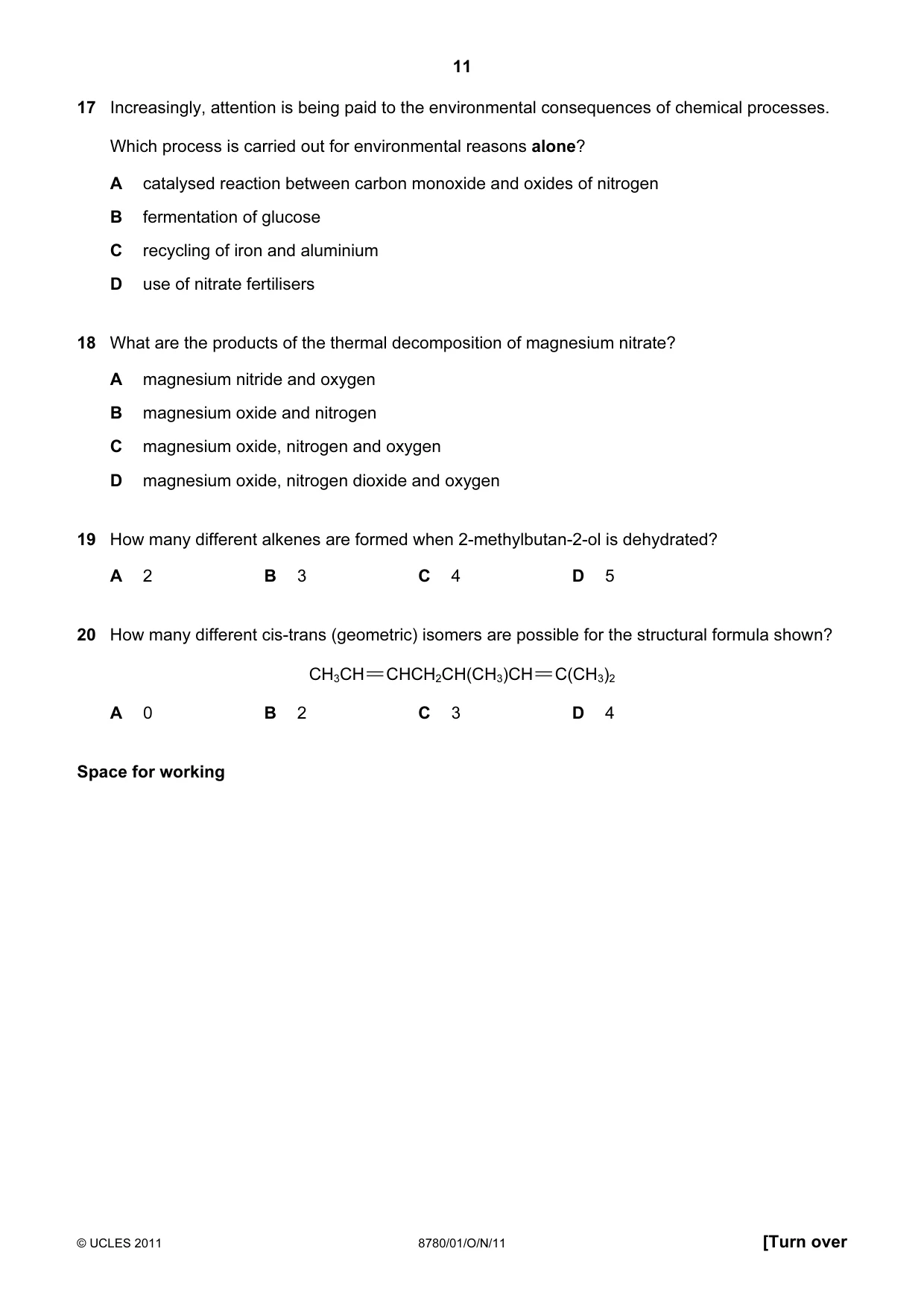 Cambridge A Level Physical Science 8780 2011 Oct/Nov Paper 1 · Variant 1 question paper, page 11 of 16