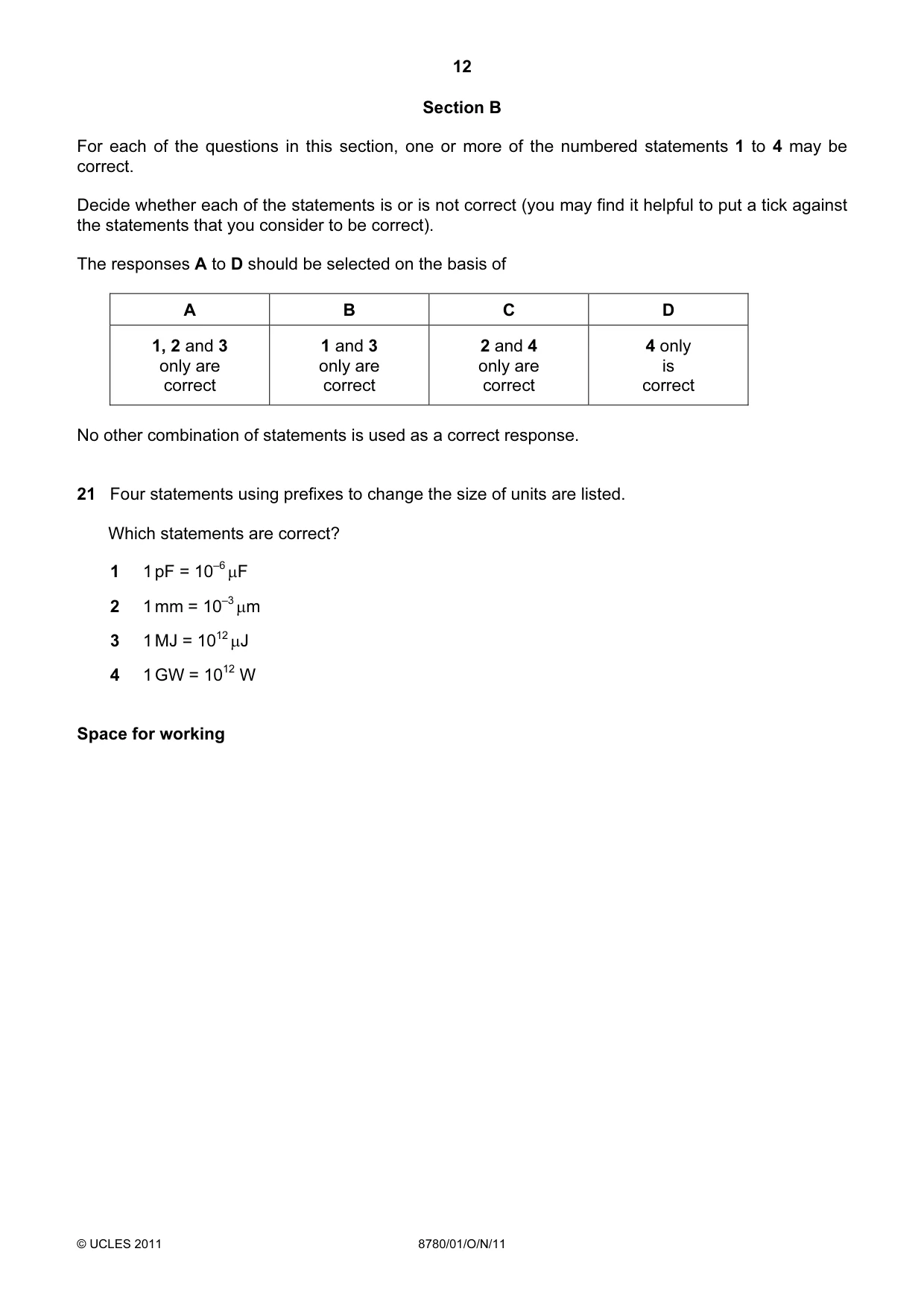 Cambridge A Level Physical Science 8780 2011 Oct/Nov Paper 1 · Variant 1 question paper, page 12 of 16