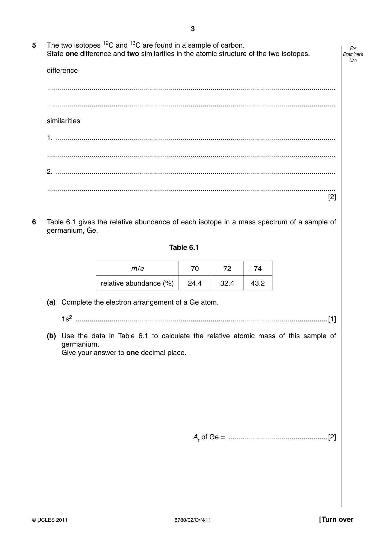 Cambridge A Level Physical Science 8780 2011 Oct/Nov Paper 2 · Variant 1 question paper, page 3 of 8