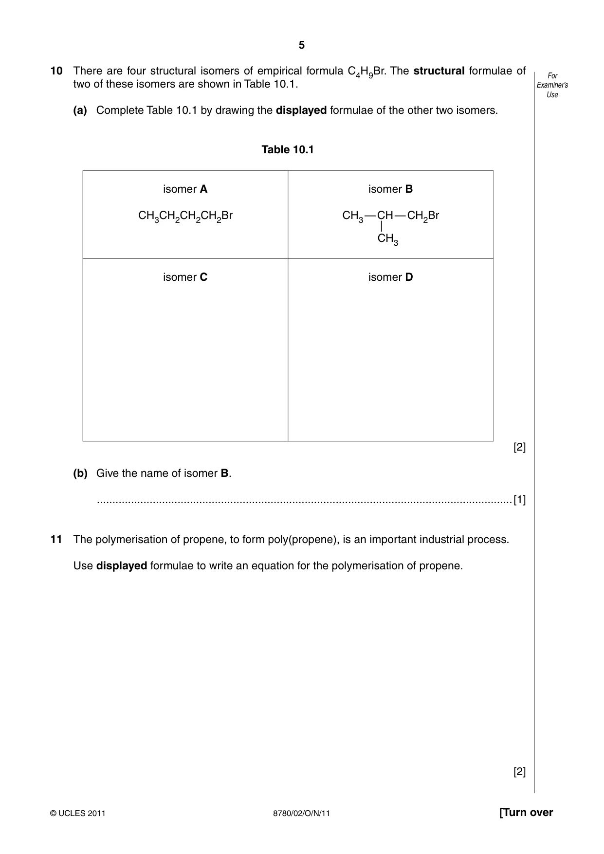 Cambridge A Level Physical Science 8780 2011 Oct/Nov Paper 2 · Variant 1 question paper, page 5 of 8