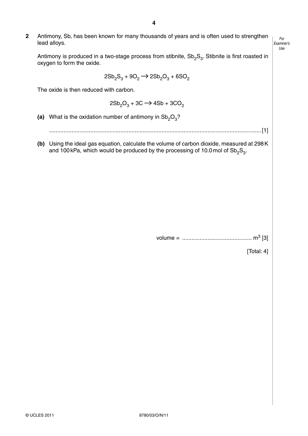 Cambridge A Level Physical Science 8780 2011 Oct/Nov Paper 3 · Variant 1 question paper, page 4 of 20