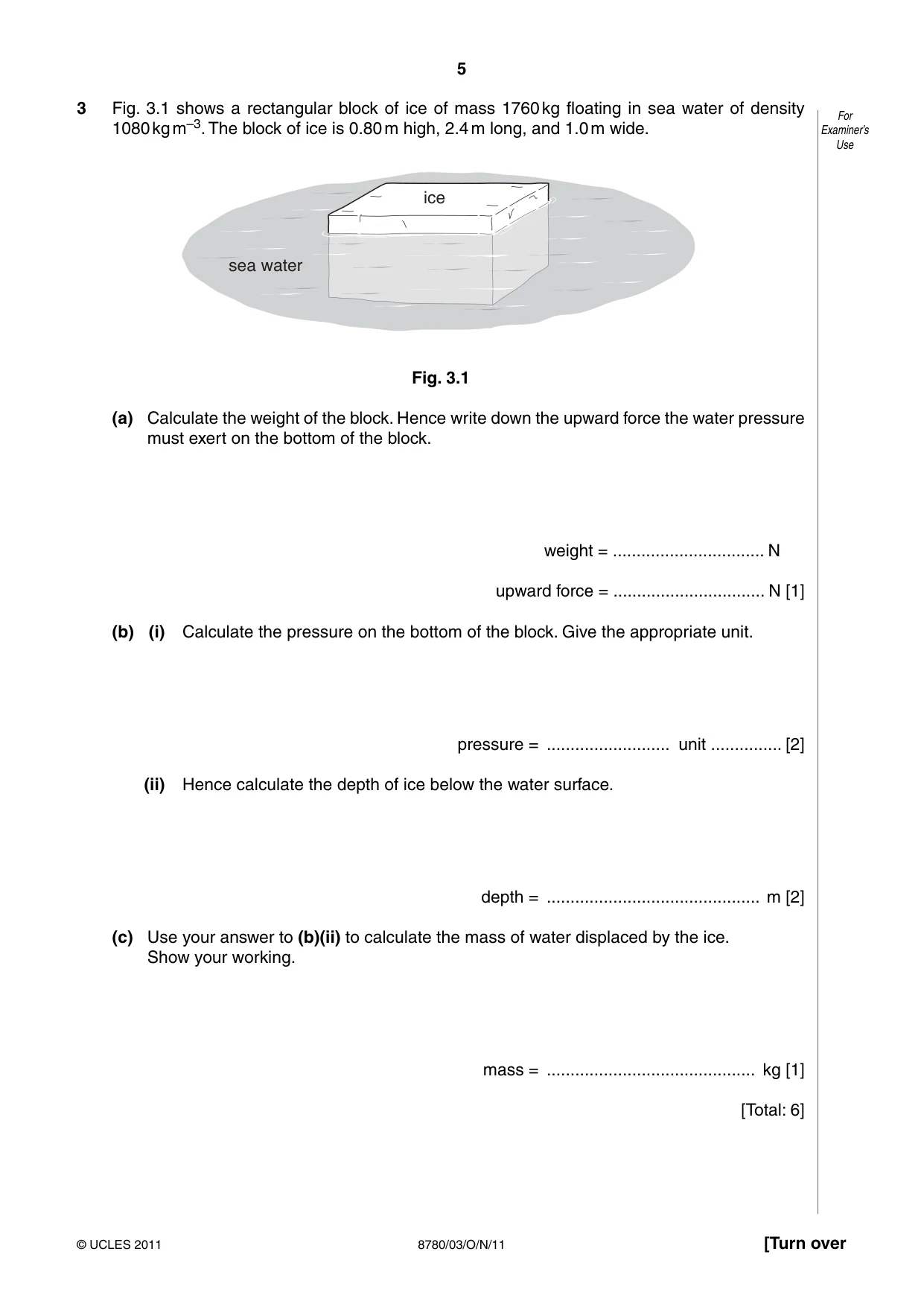 Cambridge A Level Physical Science 8780 2011 Oct/Nov Paper 3 · Variant 1 question paper, page 5 of 20
