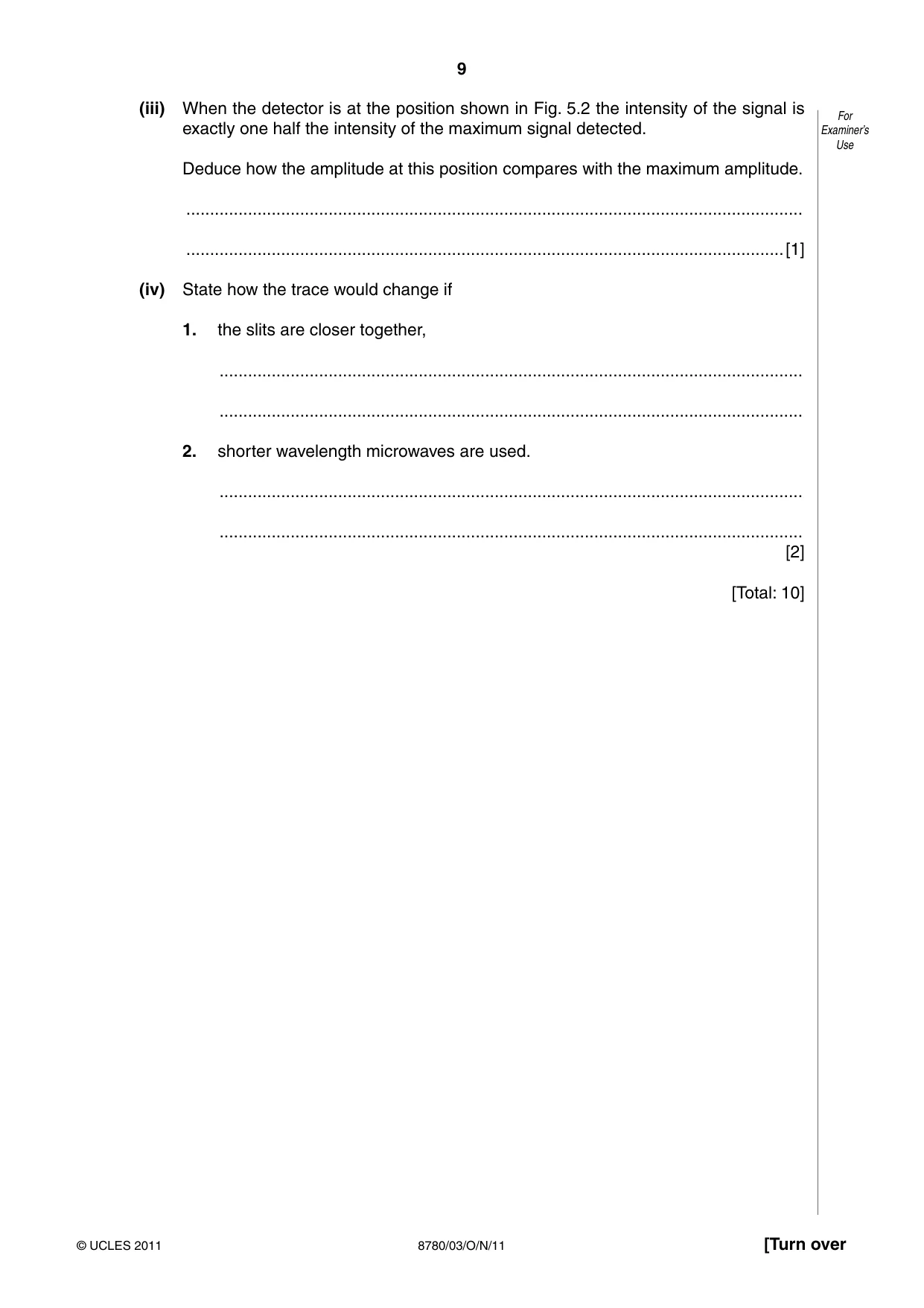 Cambridge A Level Physical Science 8780 2011 Oct/Nov Paper 3 · Variant 1 question paper, page 9 of 20