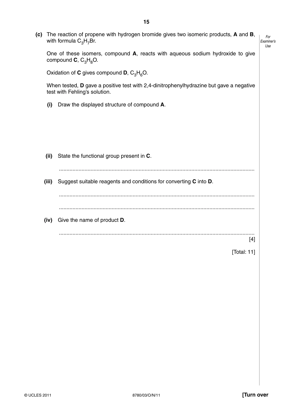 Cambridge A Level Physical Science 8780 2011 Oct/Nov Paper 3 · Variant 1 question paper, page 15 of 20