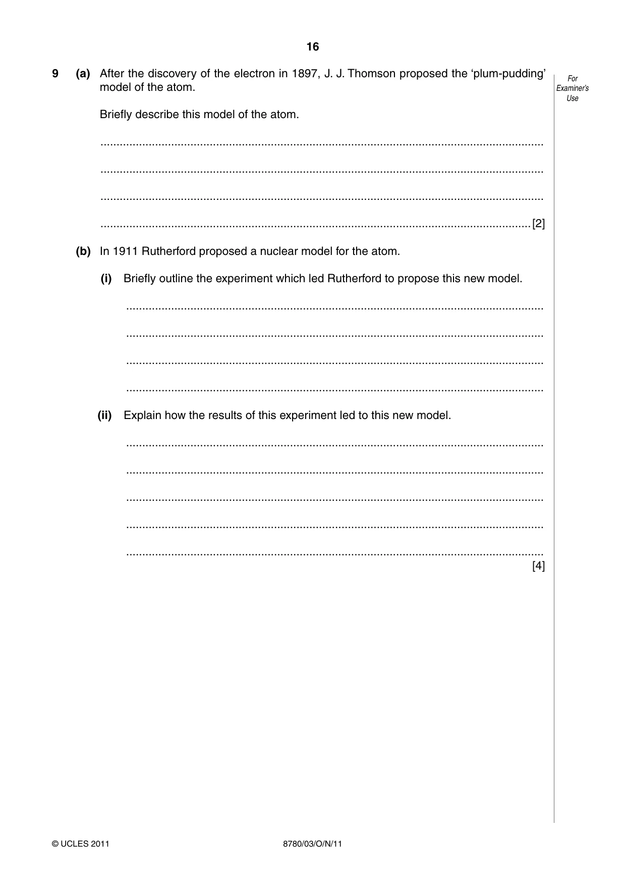 Cambridge A Level Physical Science 8780 2011 Oct/Nov Paper 3 · Variant 1 question paper, page 16 of 20