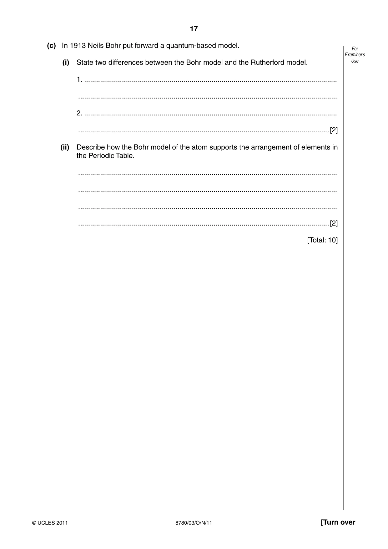Cambridge A Level Physical Science 8780 2011 Oct/Nov Paper 3 · Variant 1 question paper, page 17 of 20