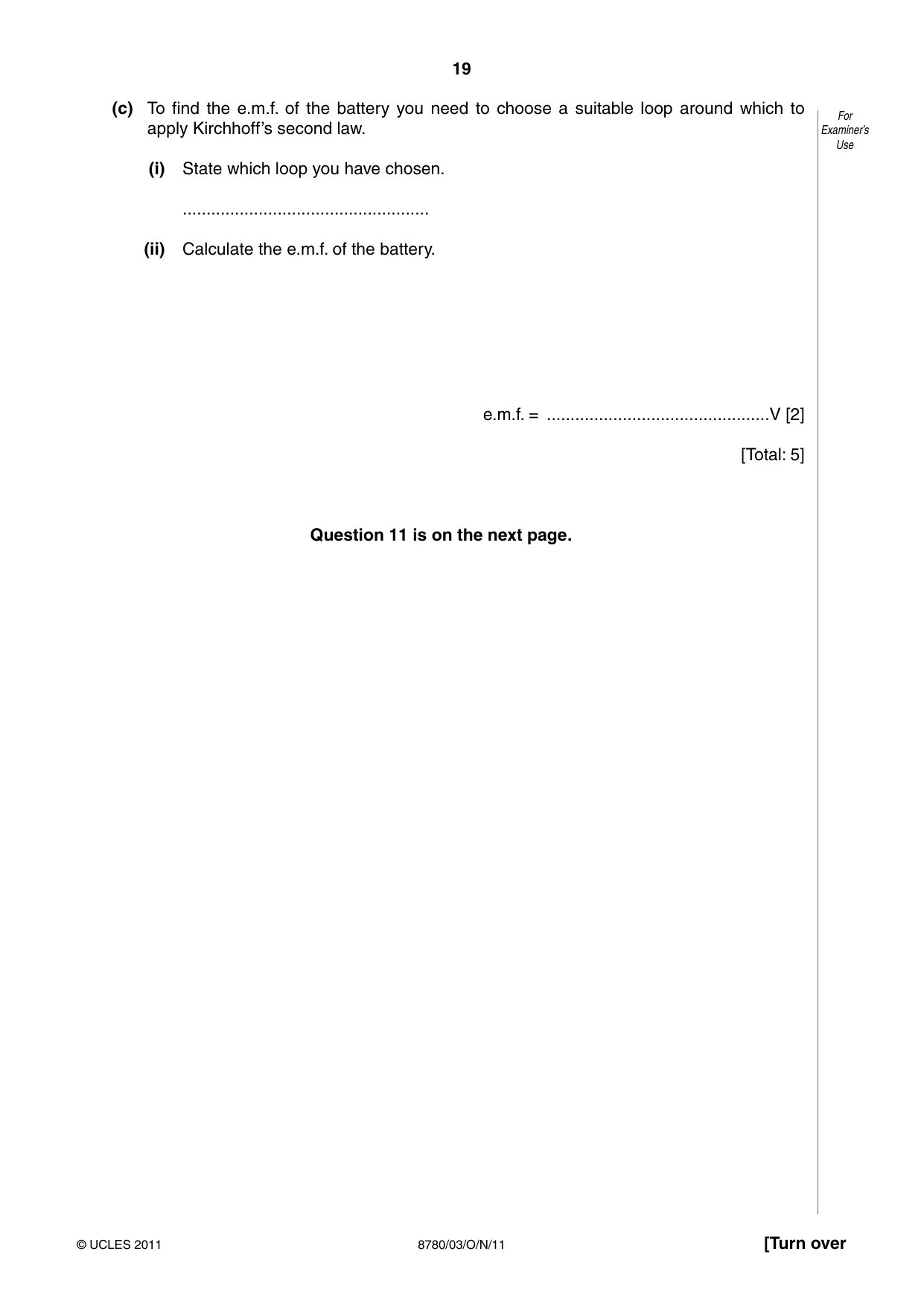 Cambridge A Level Physical Science 8780 2011 Oct/Nov Paper 3 · Variant 1 question paper, page 19 of 20