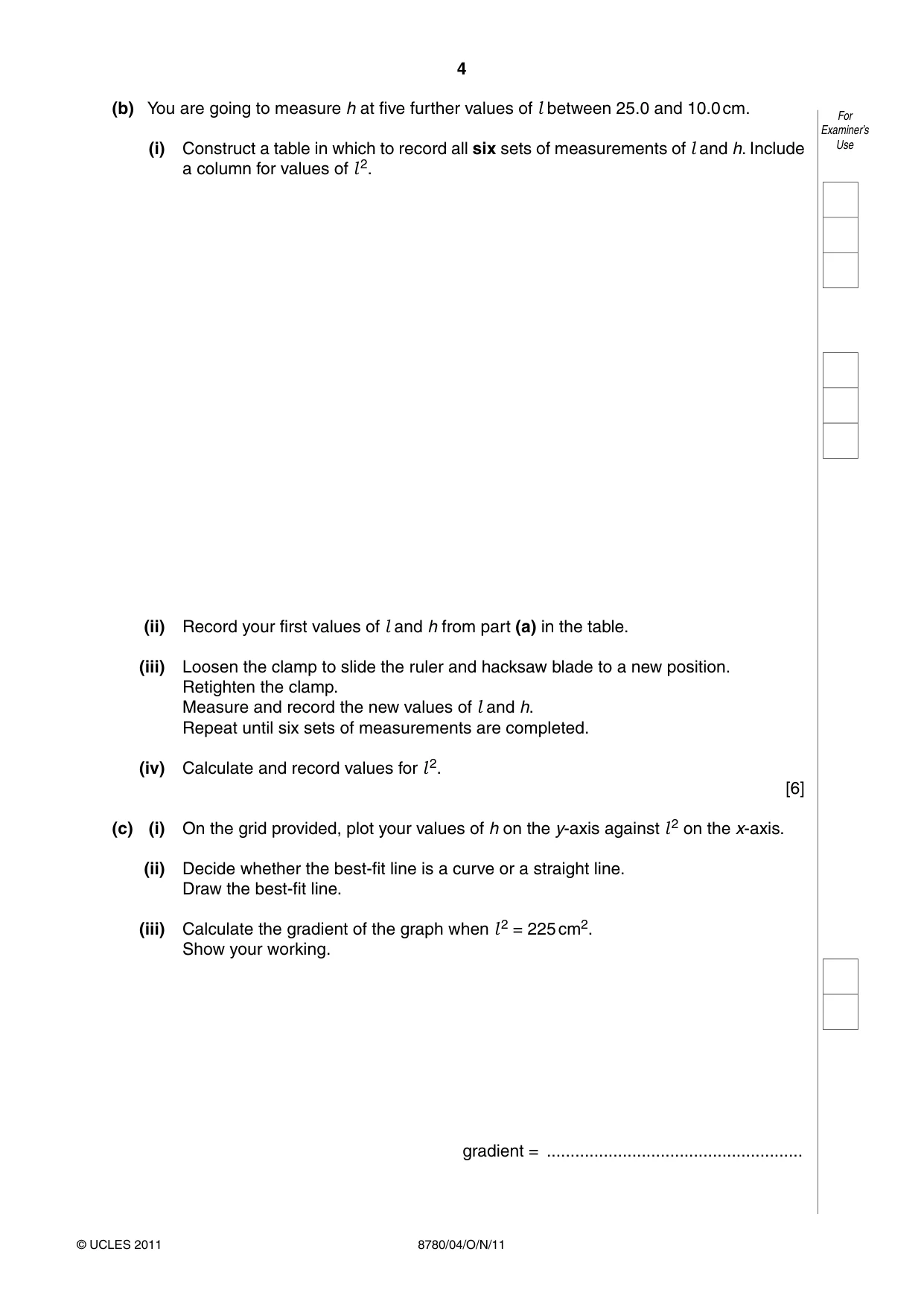 Cambridge A Level Physical Science 8780 2011 Oct/Nov Paper 4 · Variant 1 question paper, page 4 of 12
