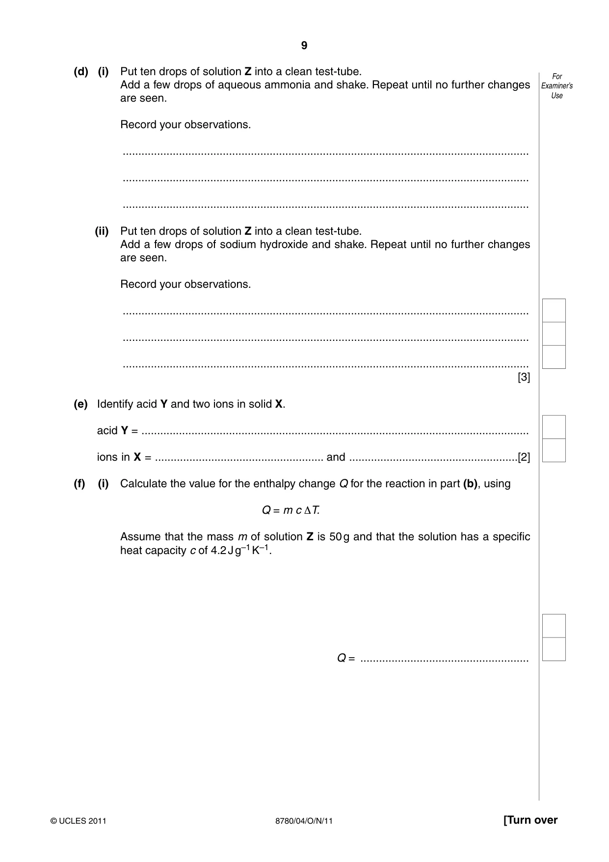 Cambridge A Level Physical Science 8780 2011 Oct/Nov Paper 4 · Variant 1 question paper, page 9 of 12
