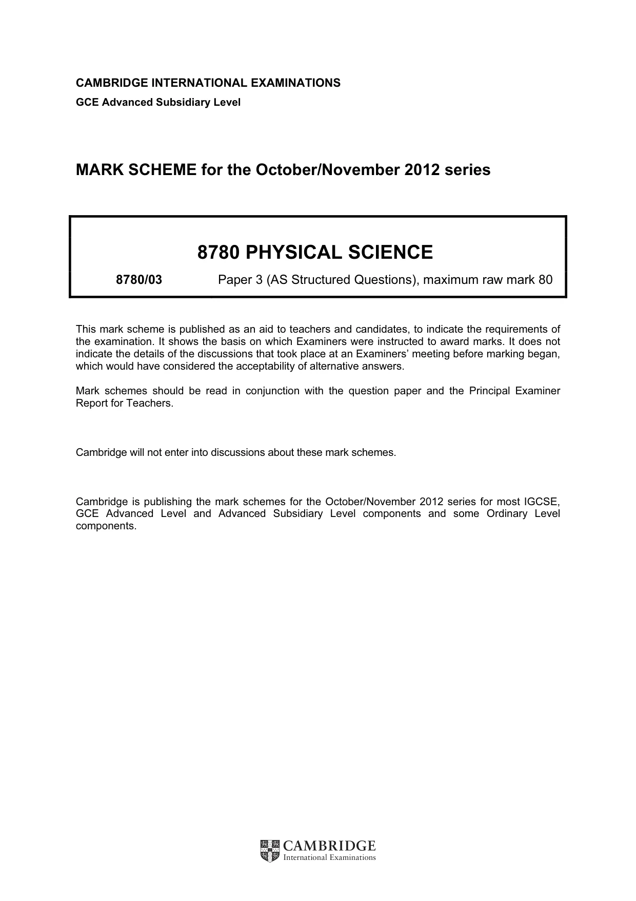 Mark scheme, page 1 of 6