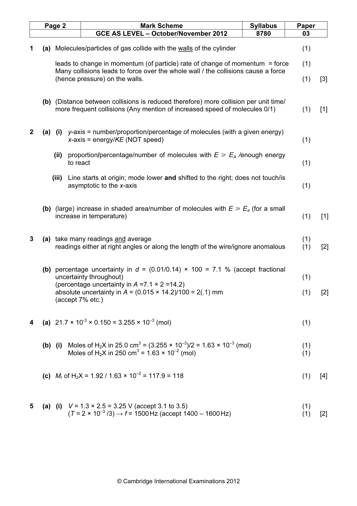 Mark scheme, page 2 of 6