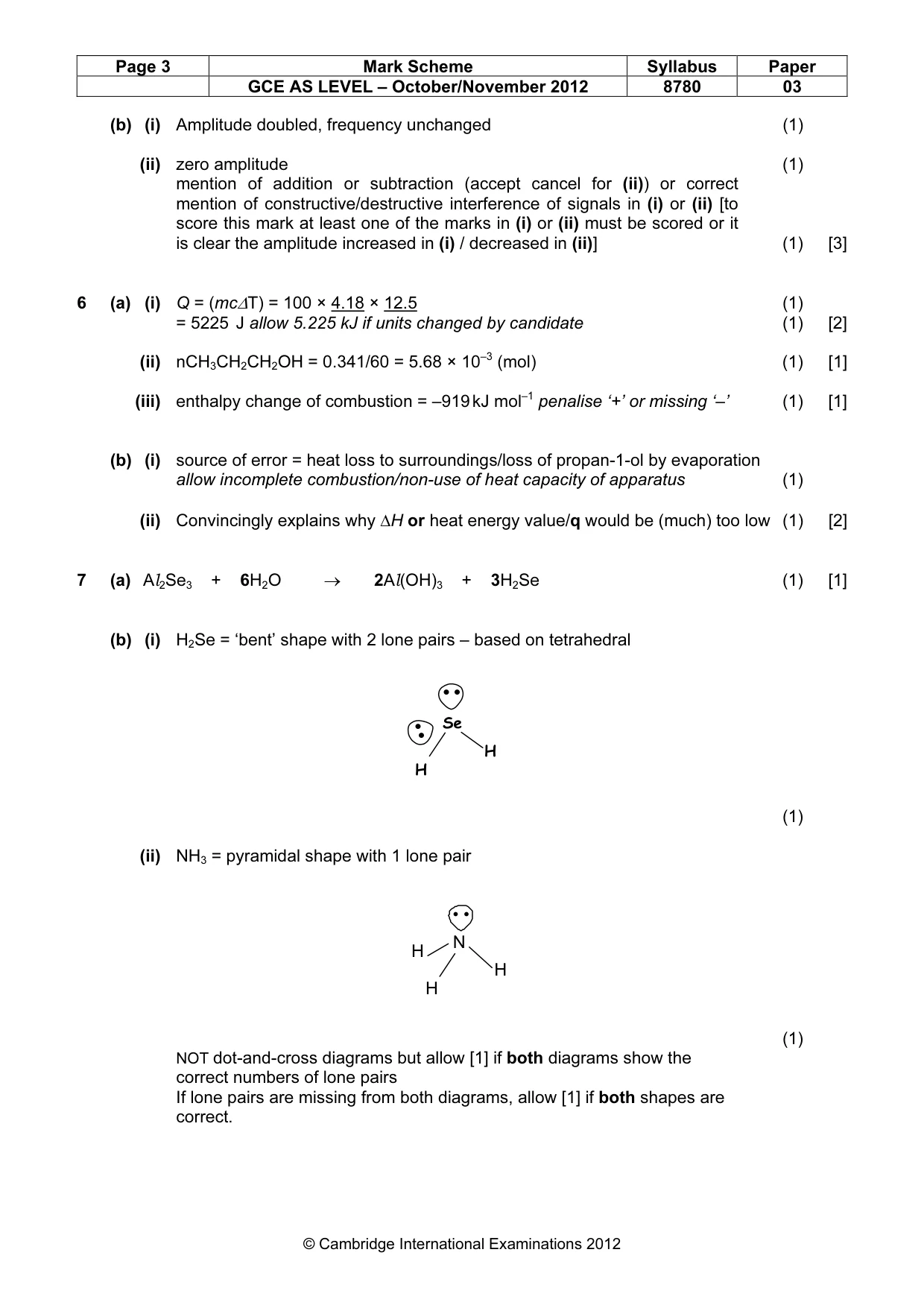 Mark scheme, page 3 of 6